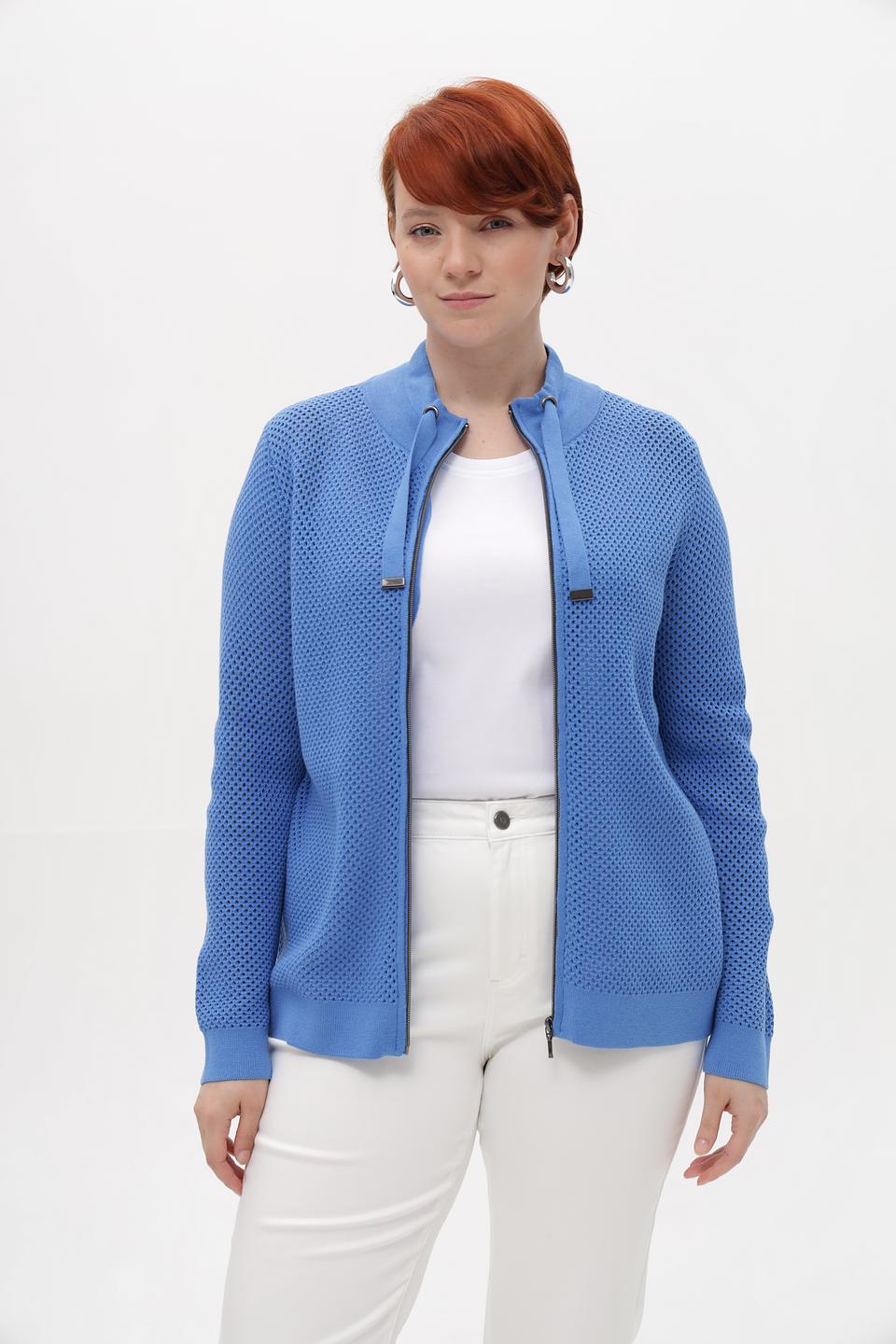 Жакет Lebek с перфорацией голубой