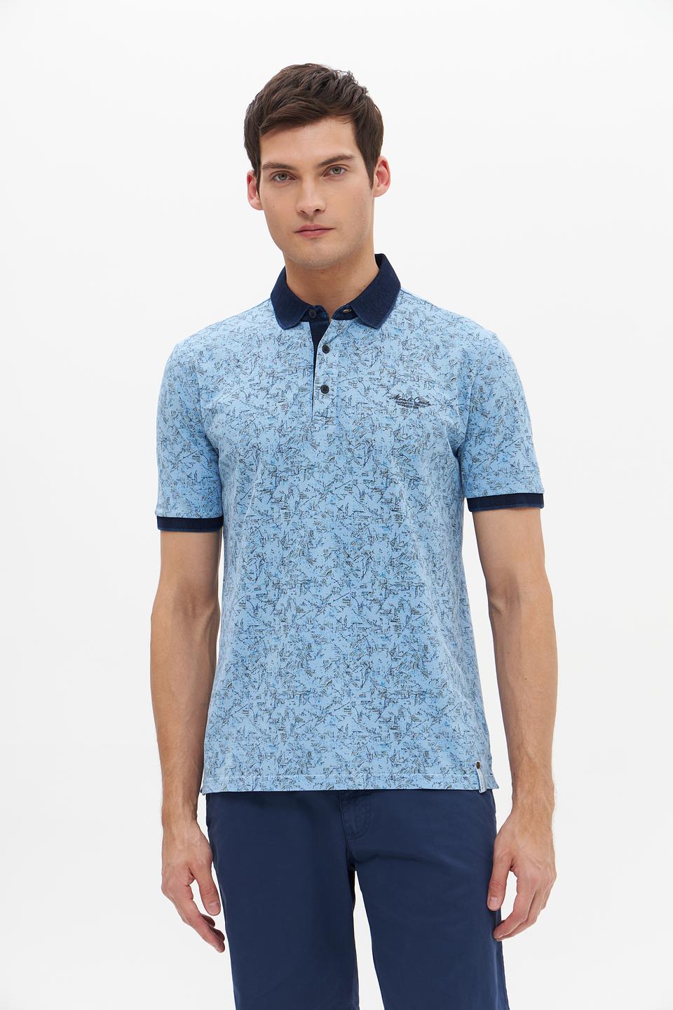 Поло Monte Carlo с принтом голубой