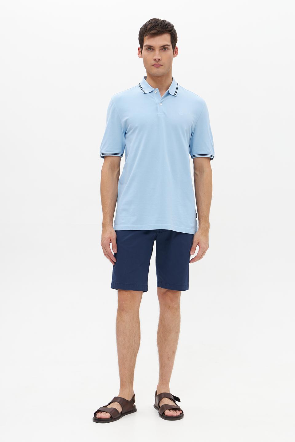 Поло Bugatti голубое с полоской