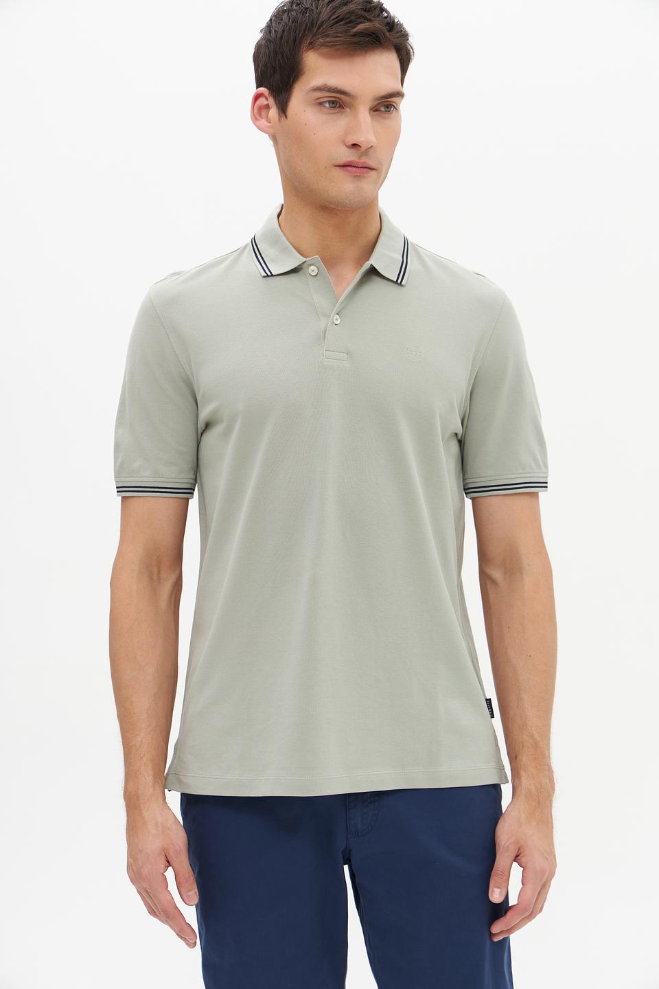 Поло Bugatti серое с полоской