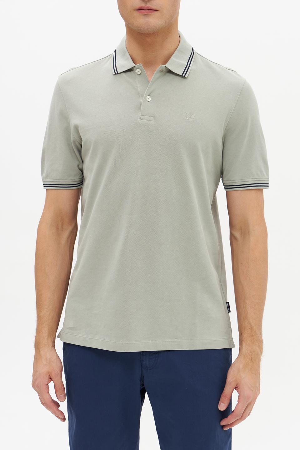 Поло Bugatti серое с полоской