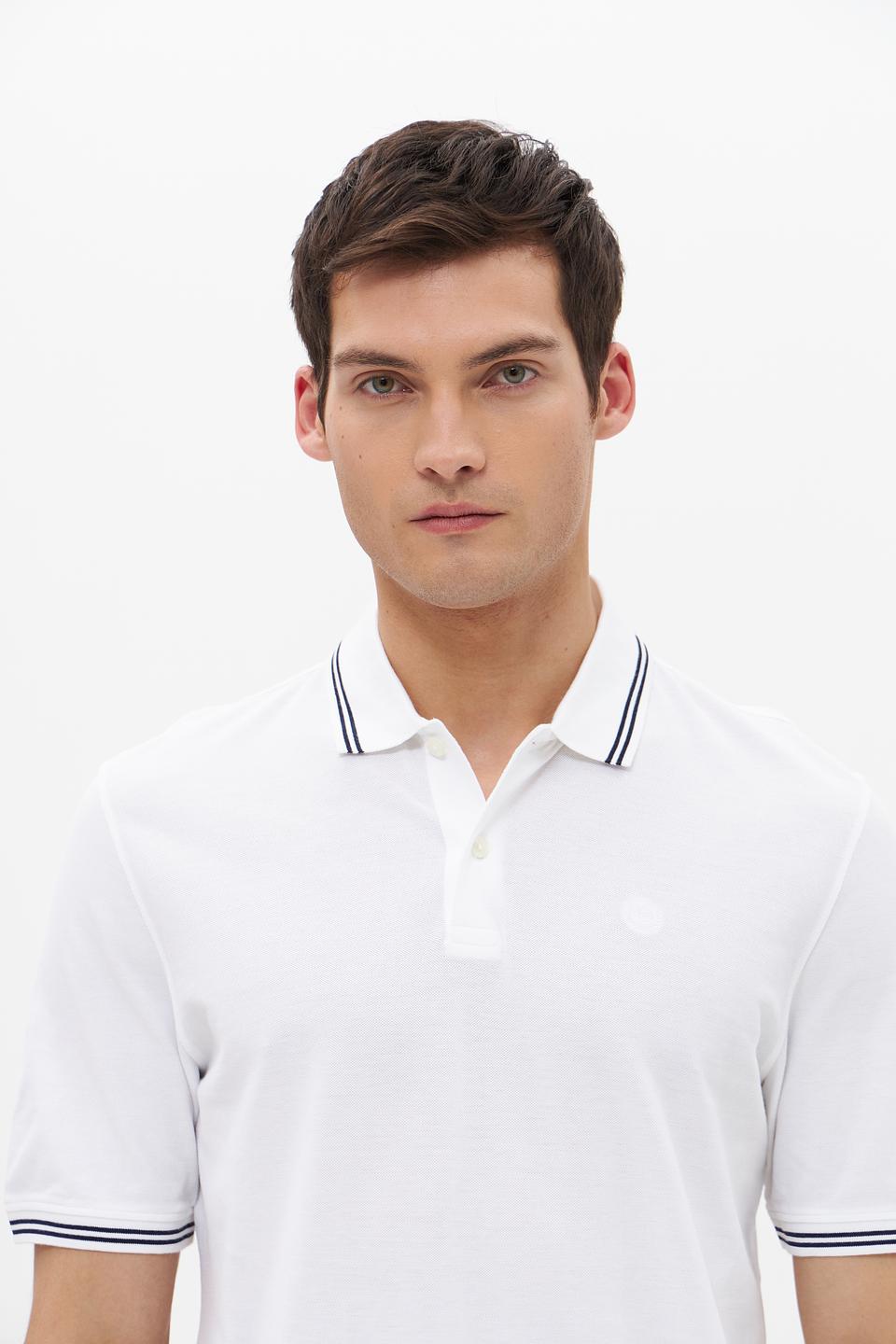 Поло Bugatti белый с полоской