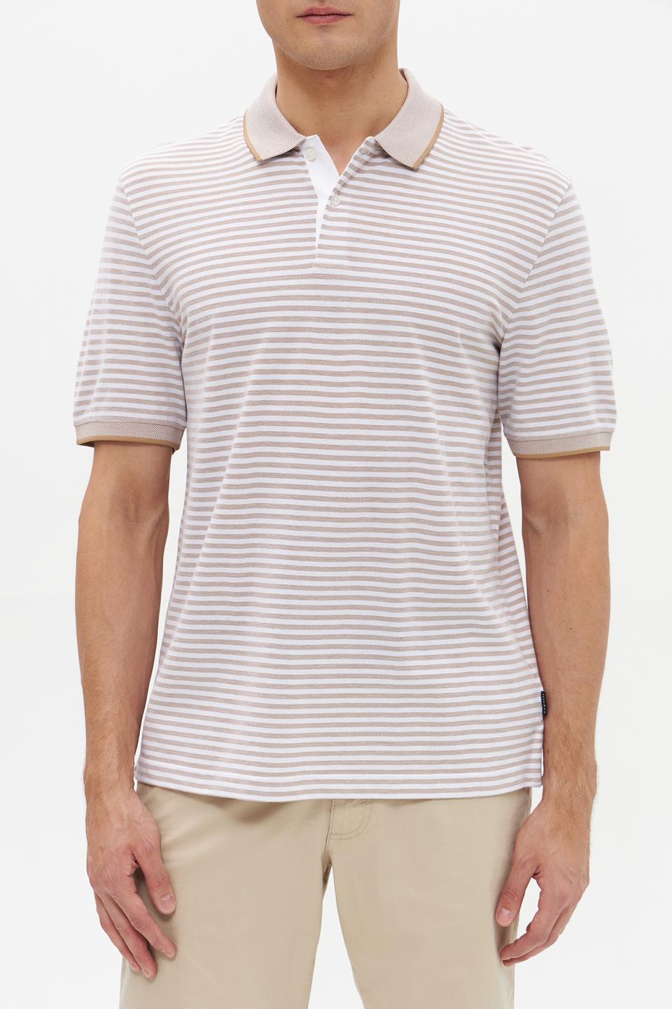 Поло Bugatti в полоску бежевый