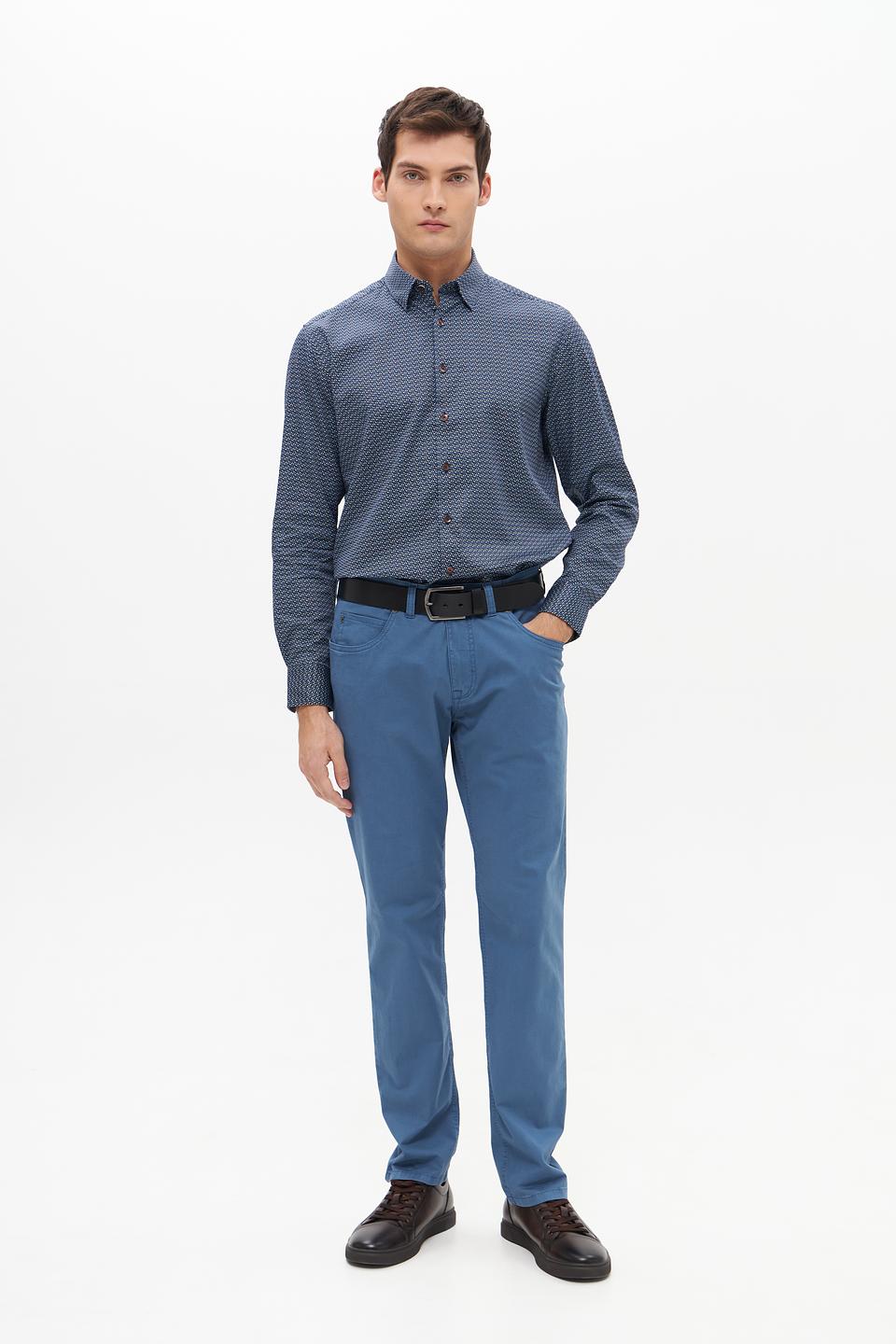Рубашка Bugatti с принтом синий