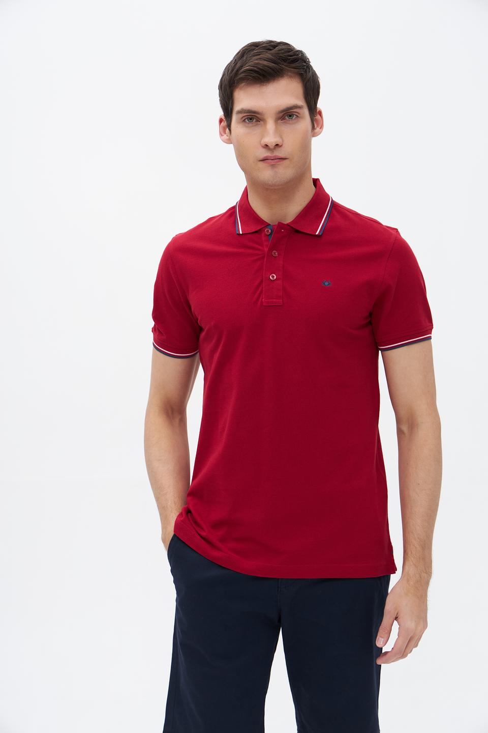 Поло Granchio бордовый с полоской