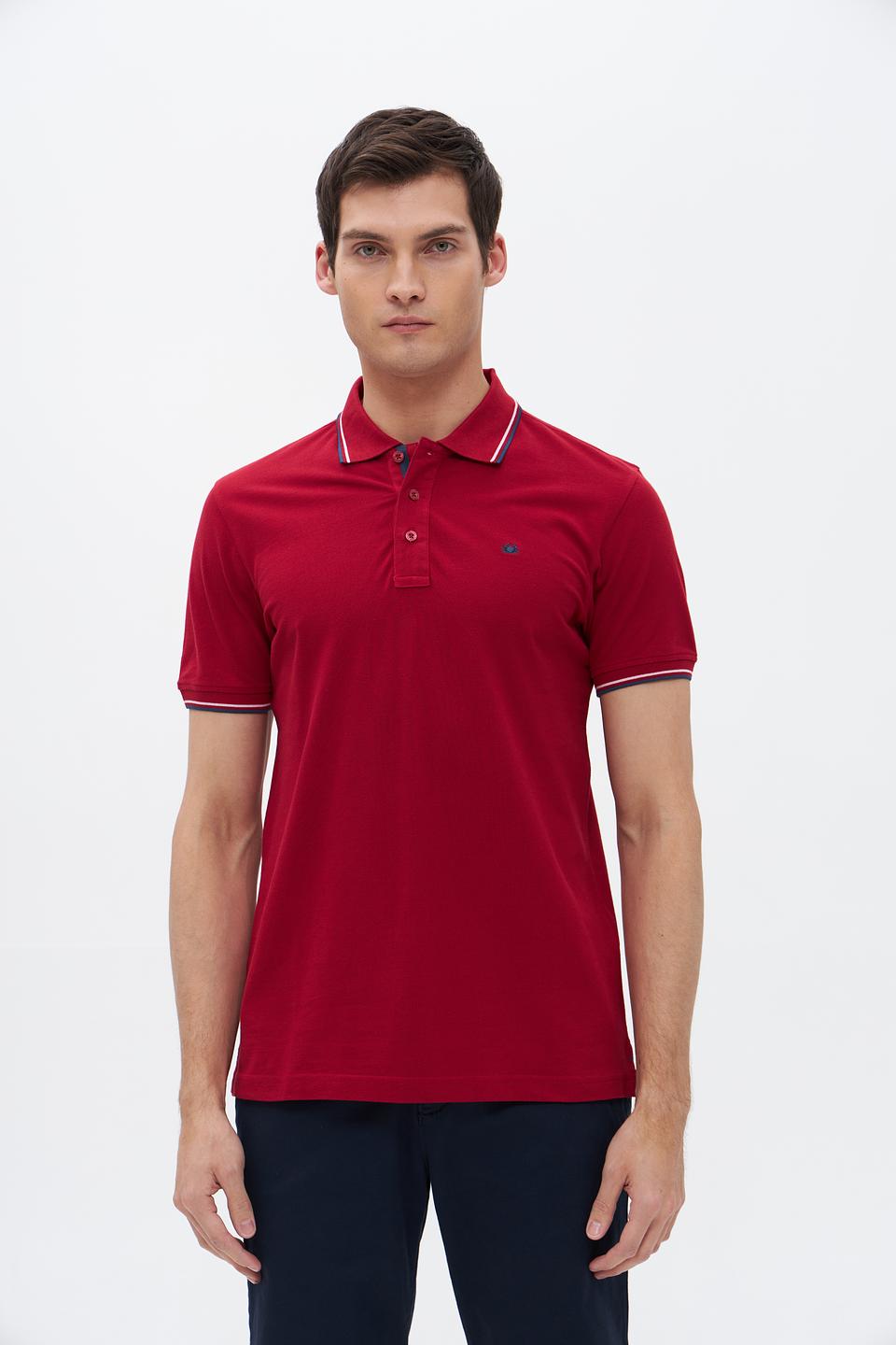 Поло Granchio бордовый с полоской