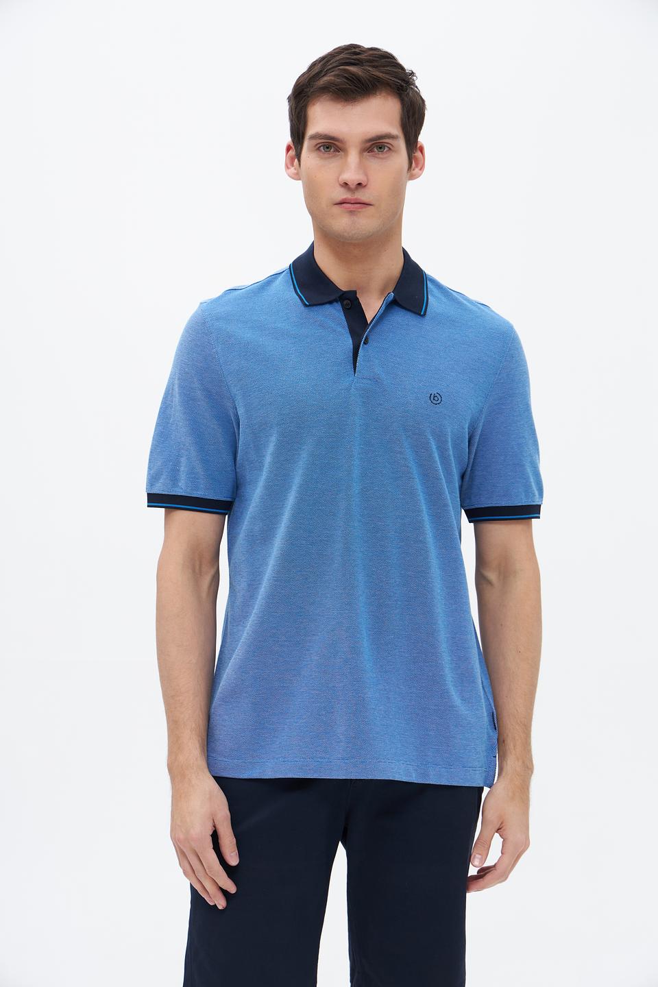 Поло Bugatti мужское голубое с тёмно-синим