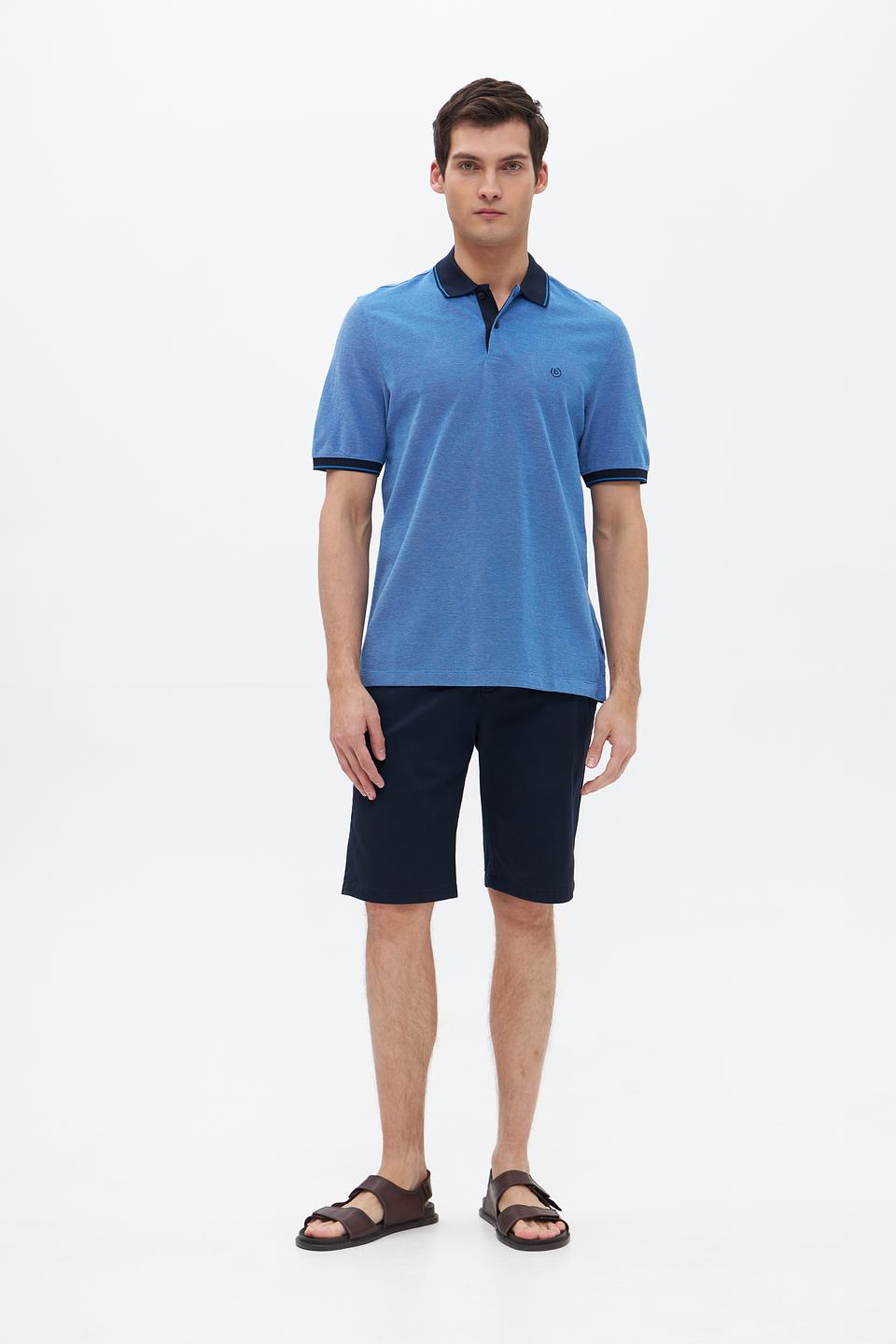 Поло Bugatti мужское голубое с тёмно-синим