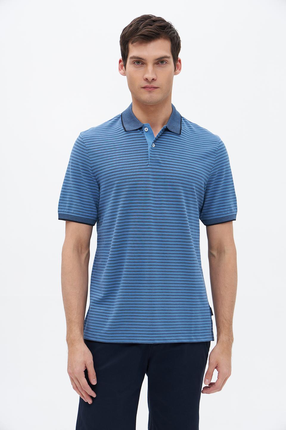 Поло Bugatti в полоску синий