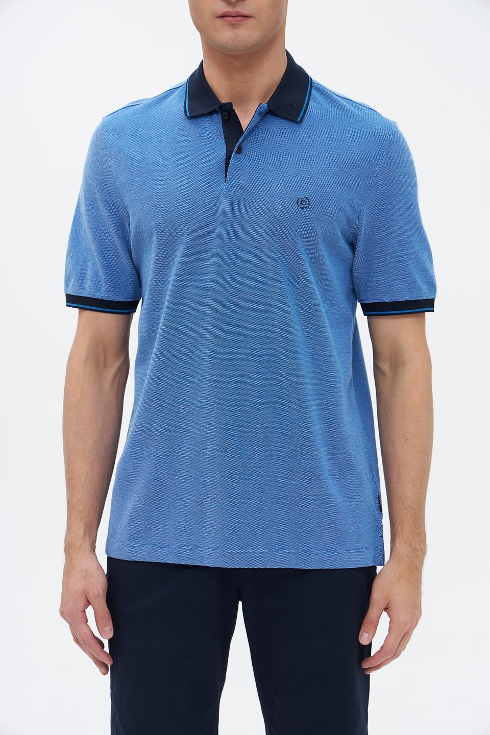 Поло Bugatti мужское голубое с тёмно-синим