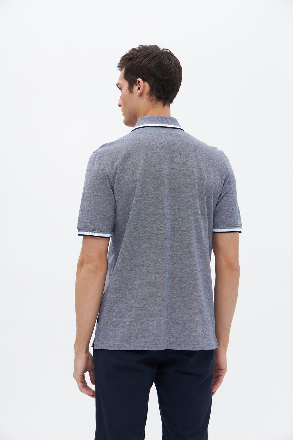 Поло Bugatti серое с белой отделкой