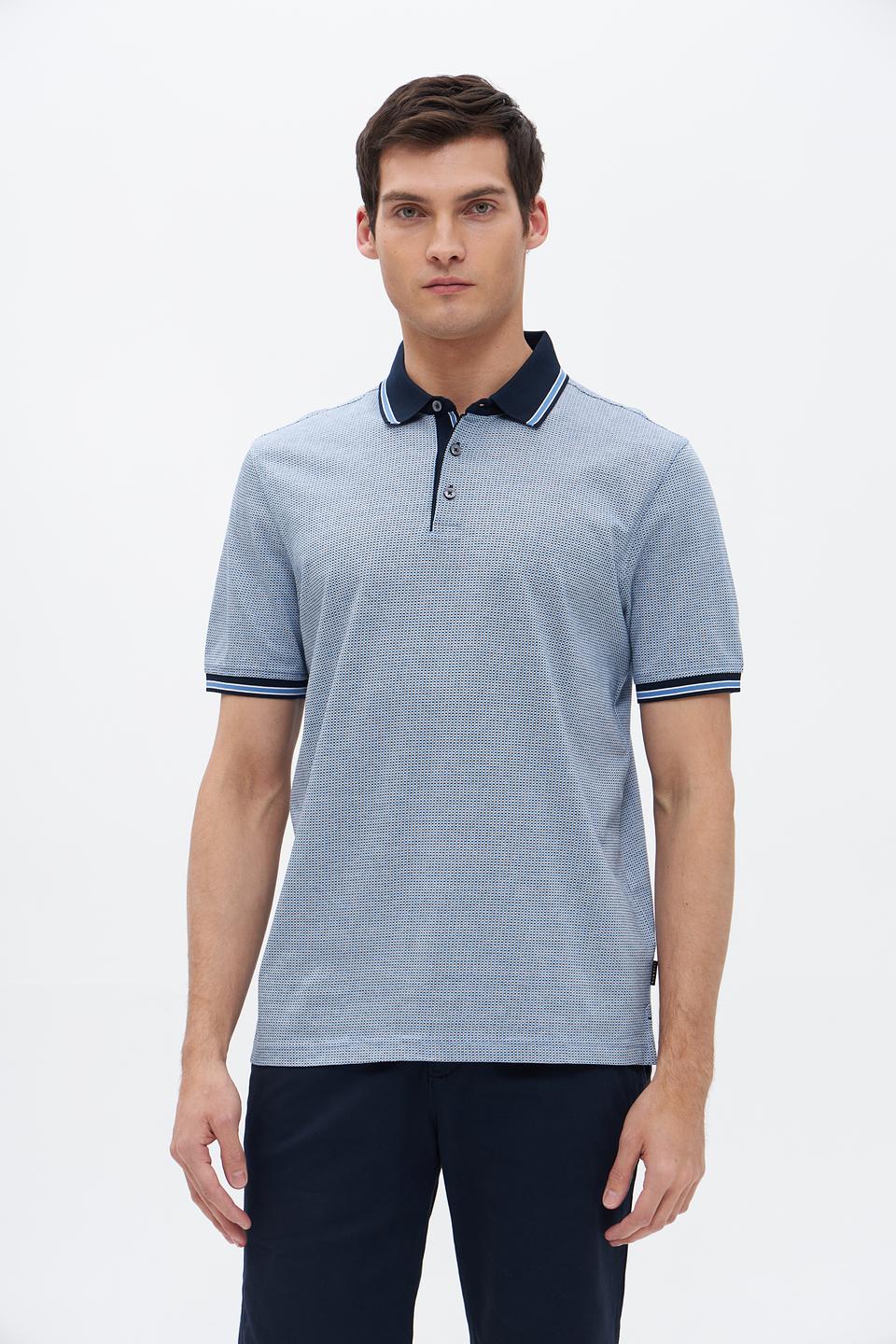 Поло Bugatti в клетку голубой