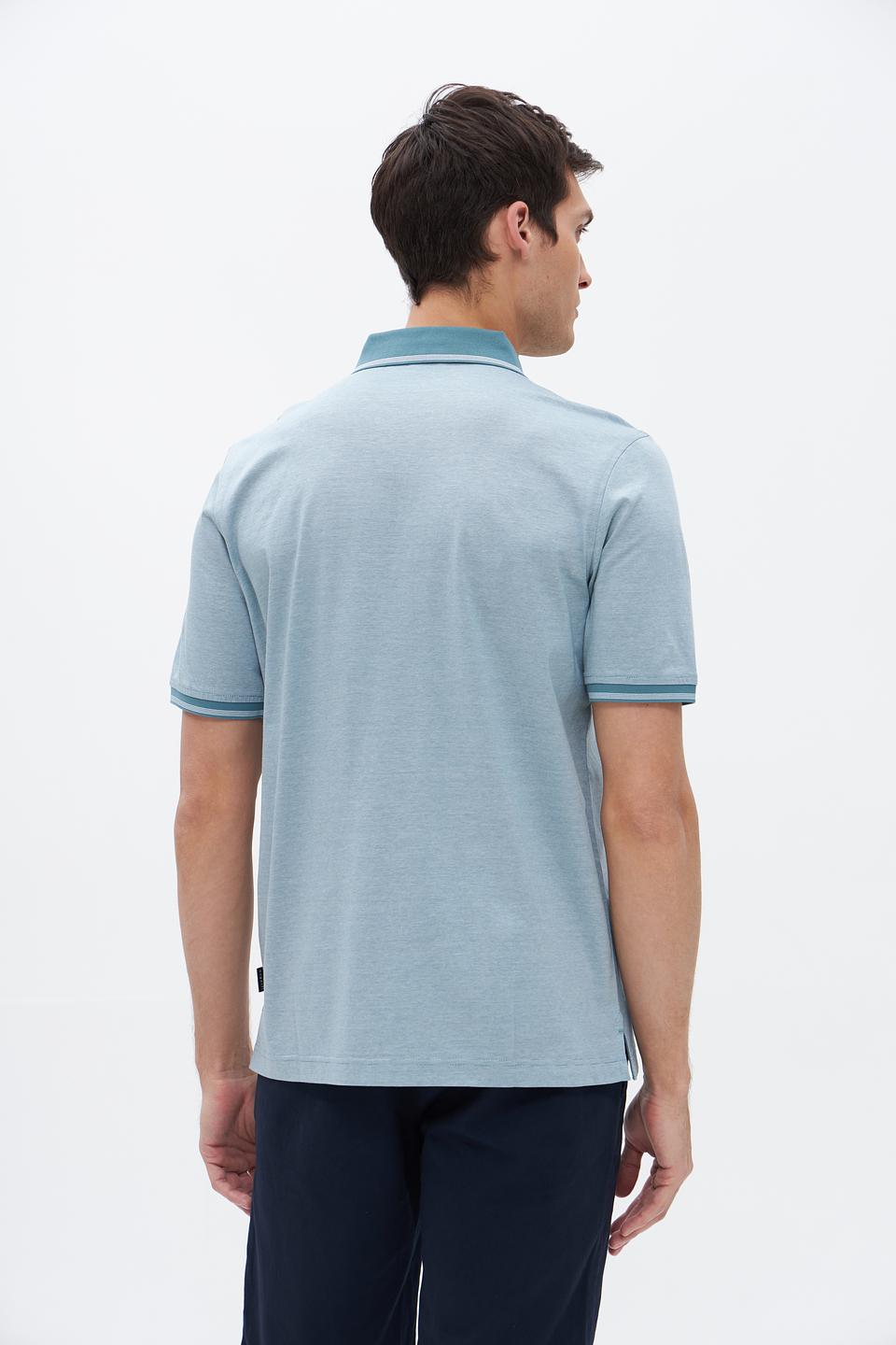 Поло Bugatti голубое с отделкой