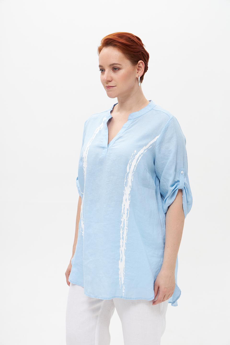 Блузка Doris Streich с принтом голубая