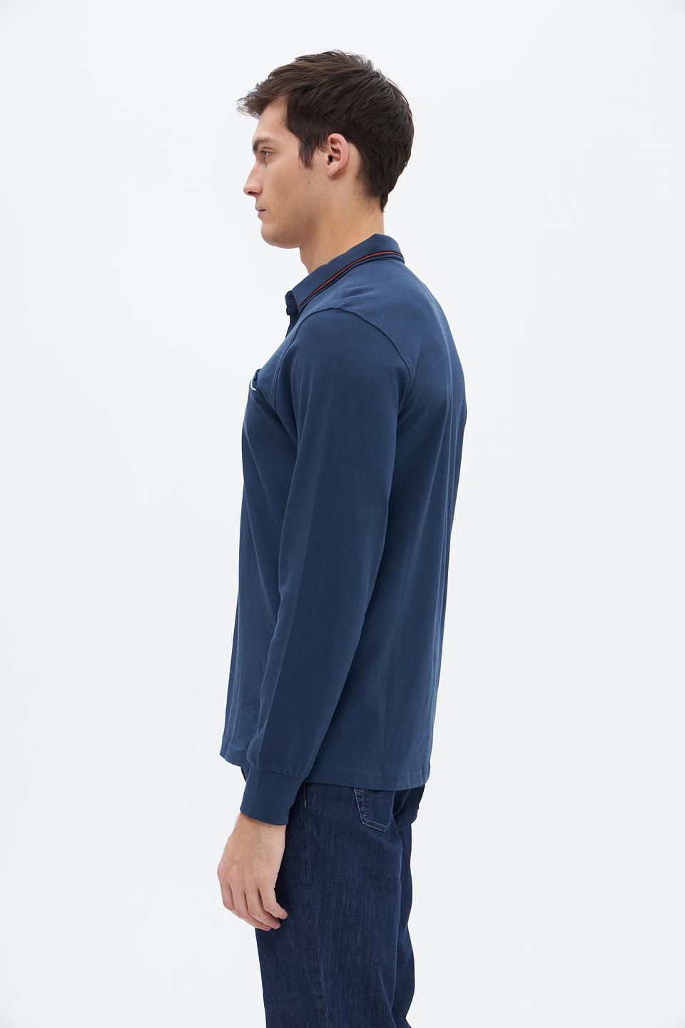 Поло Granchio с длинным рукавом синее