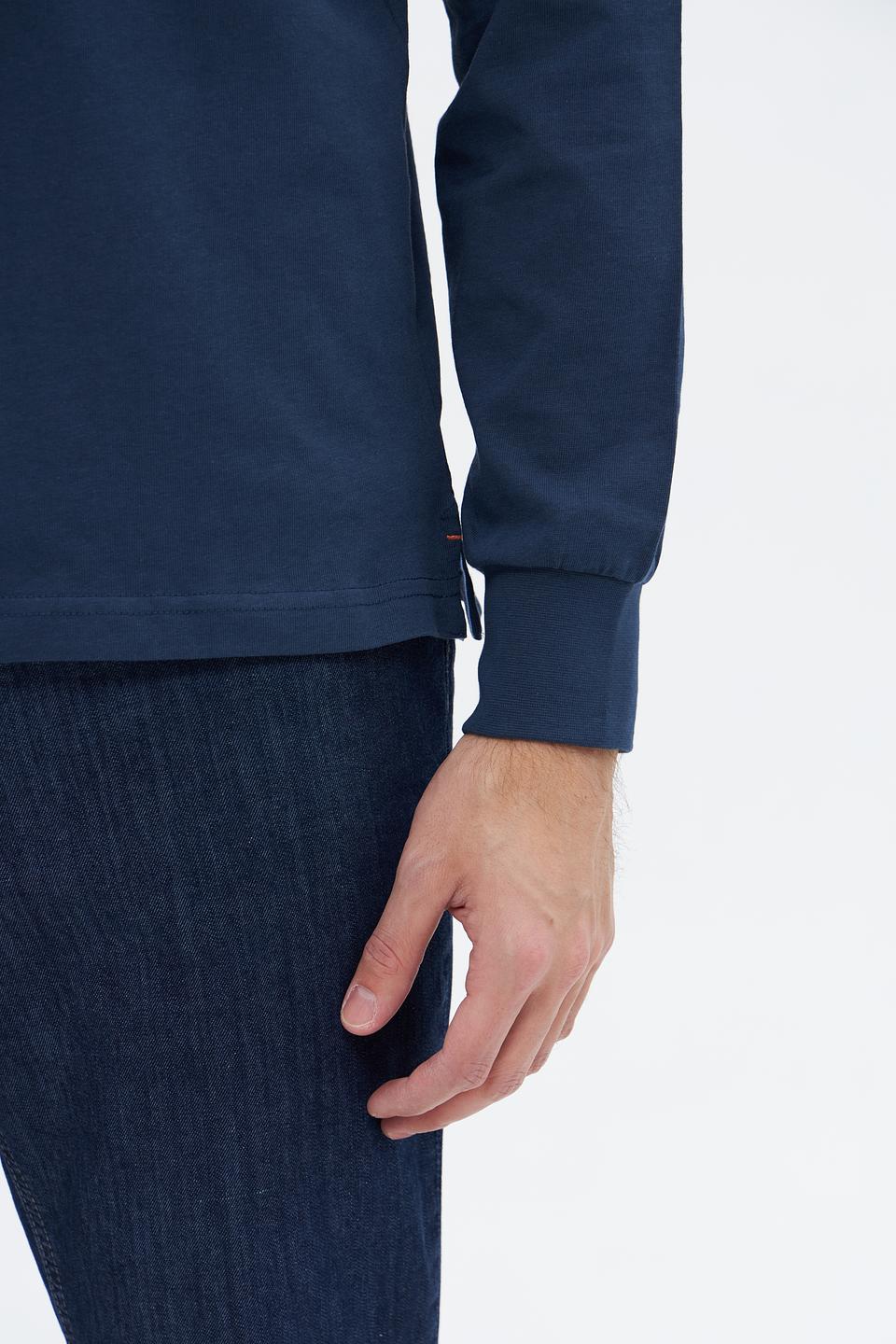 Поло Granchio с длинным рукавом синее