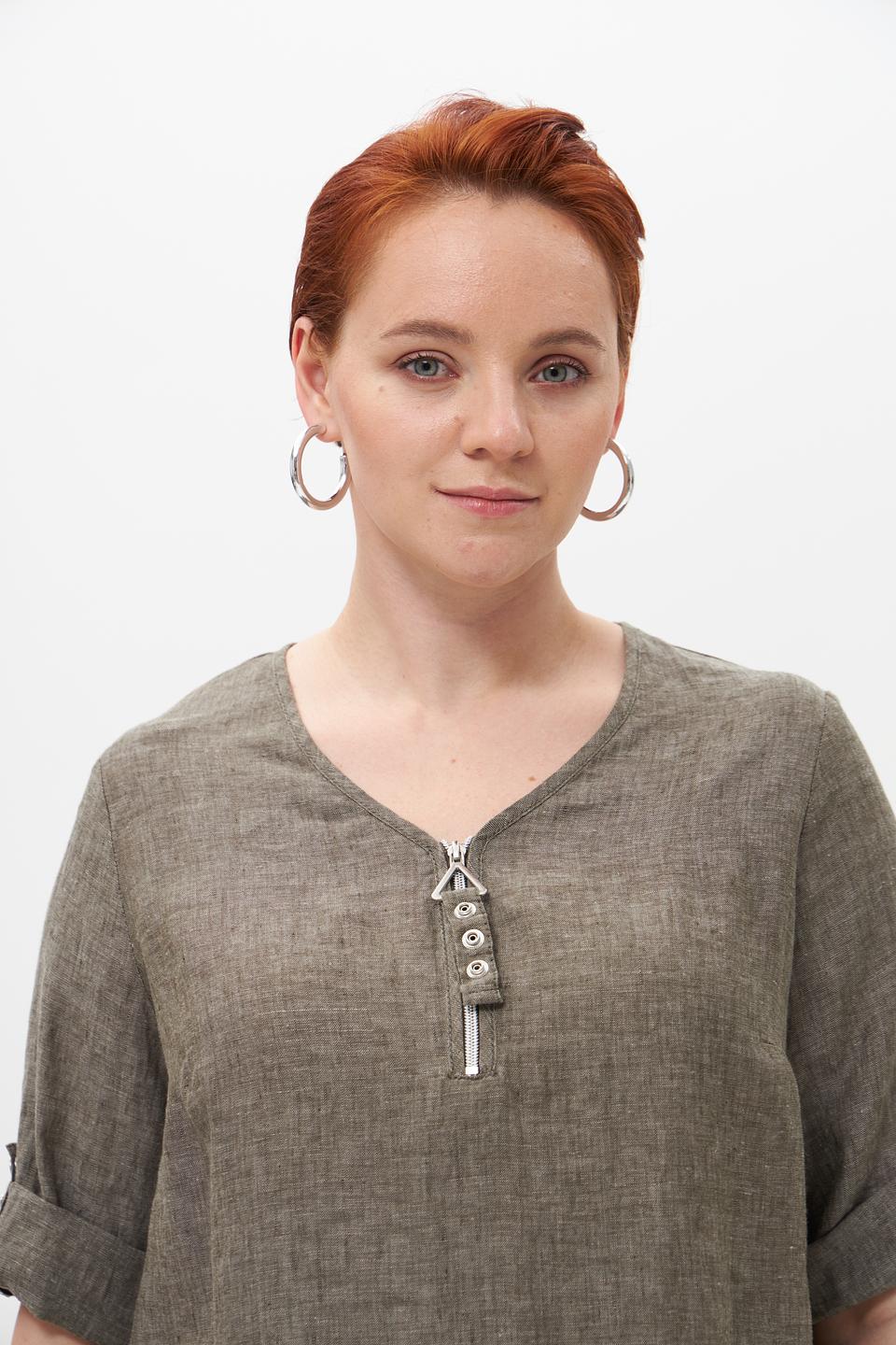 Блузка Doris Streich льняная хаки