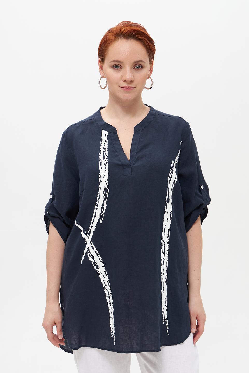 Блуза Doris Streich с принтом синяя