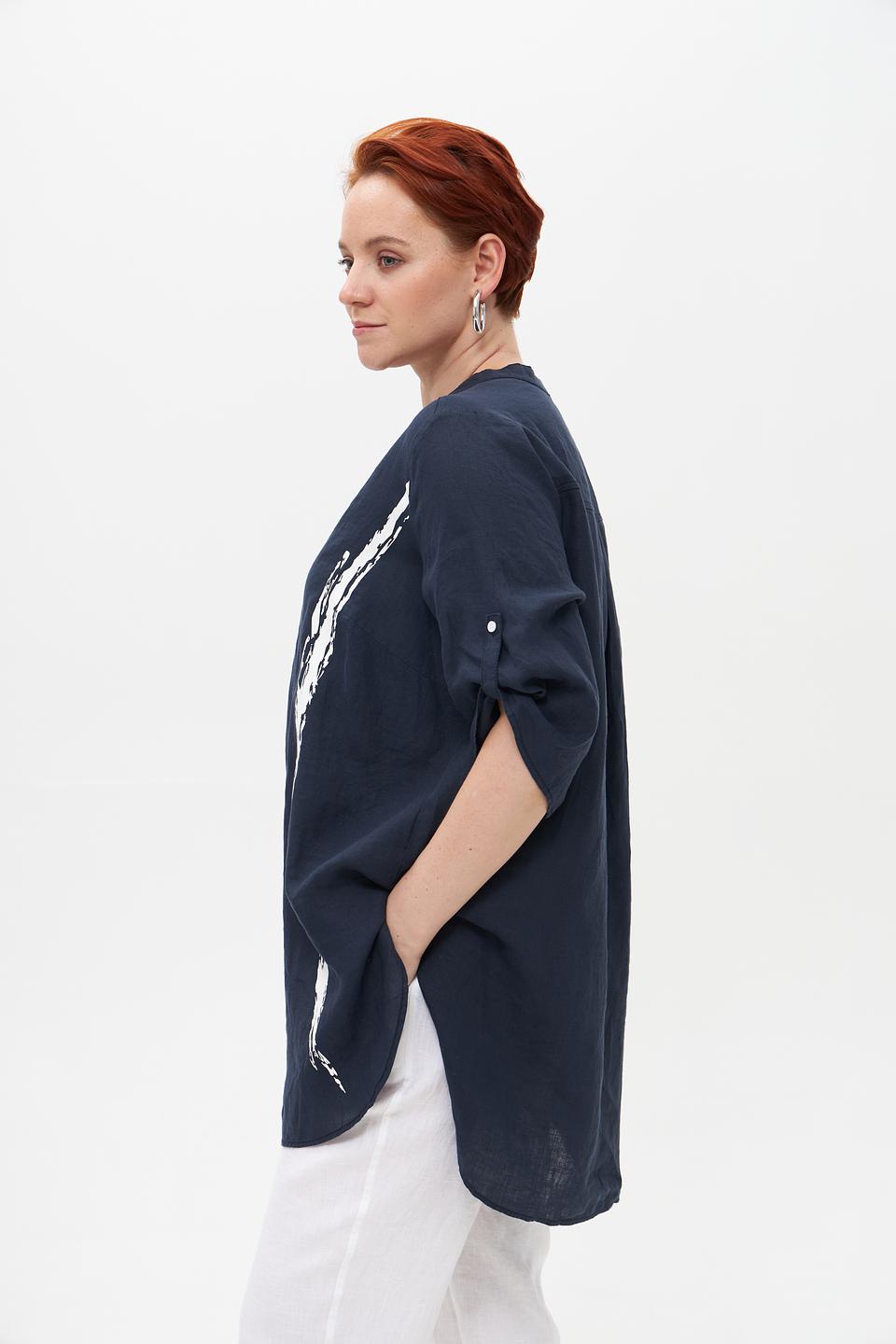 Блуза Doris Streich с принтом синяя