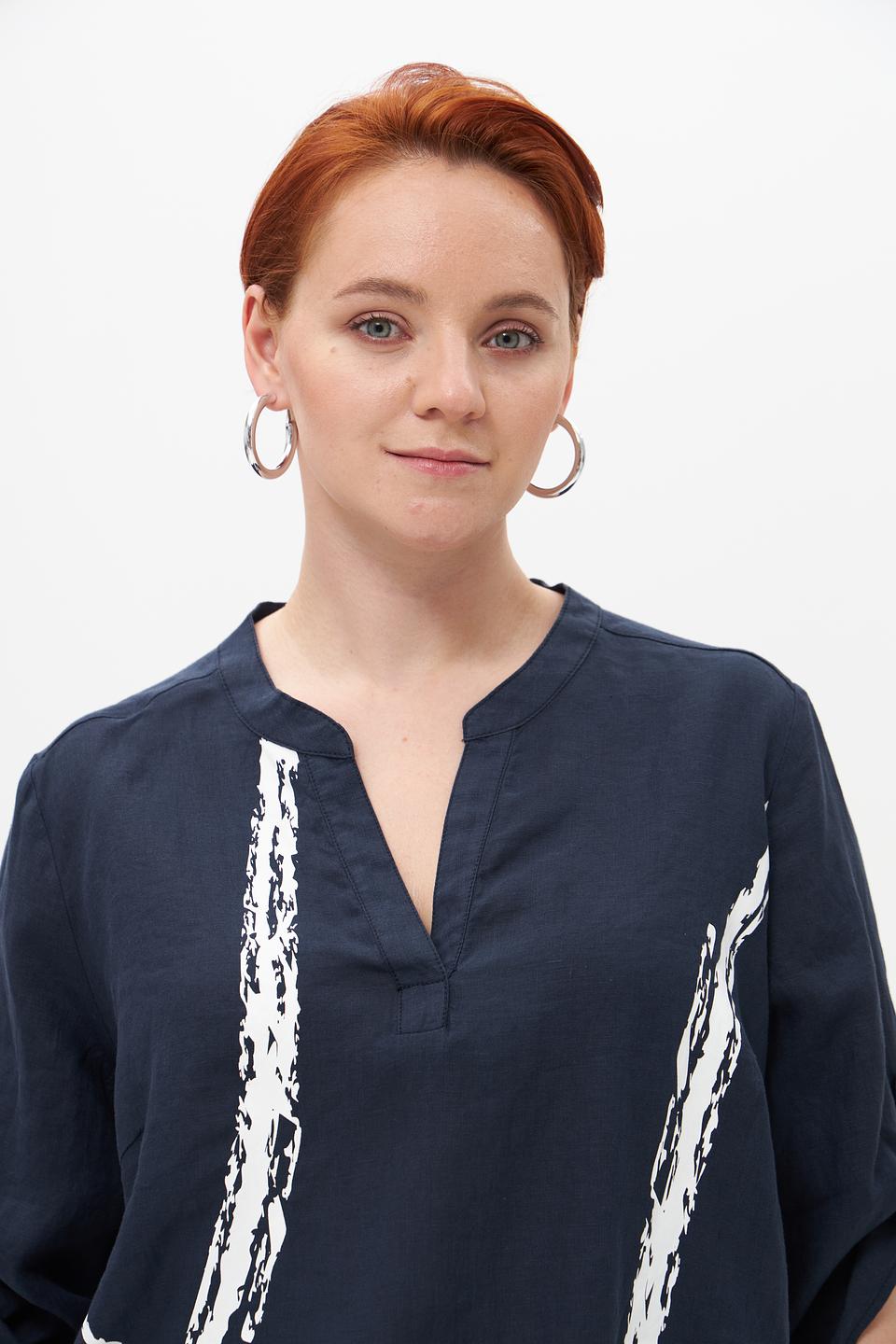 Блуза Doris Streich с принтом синяя