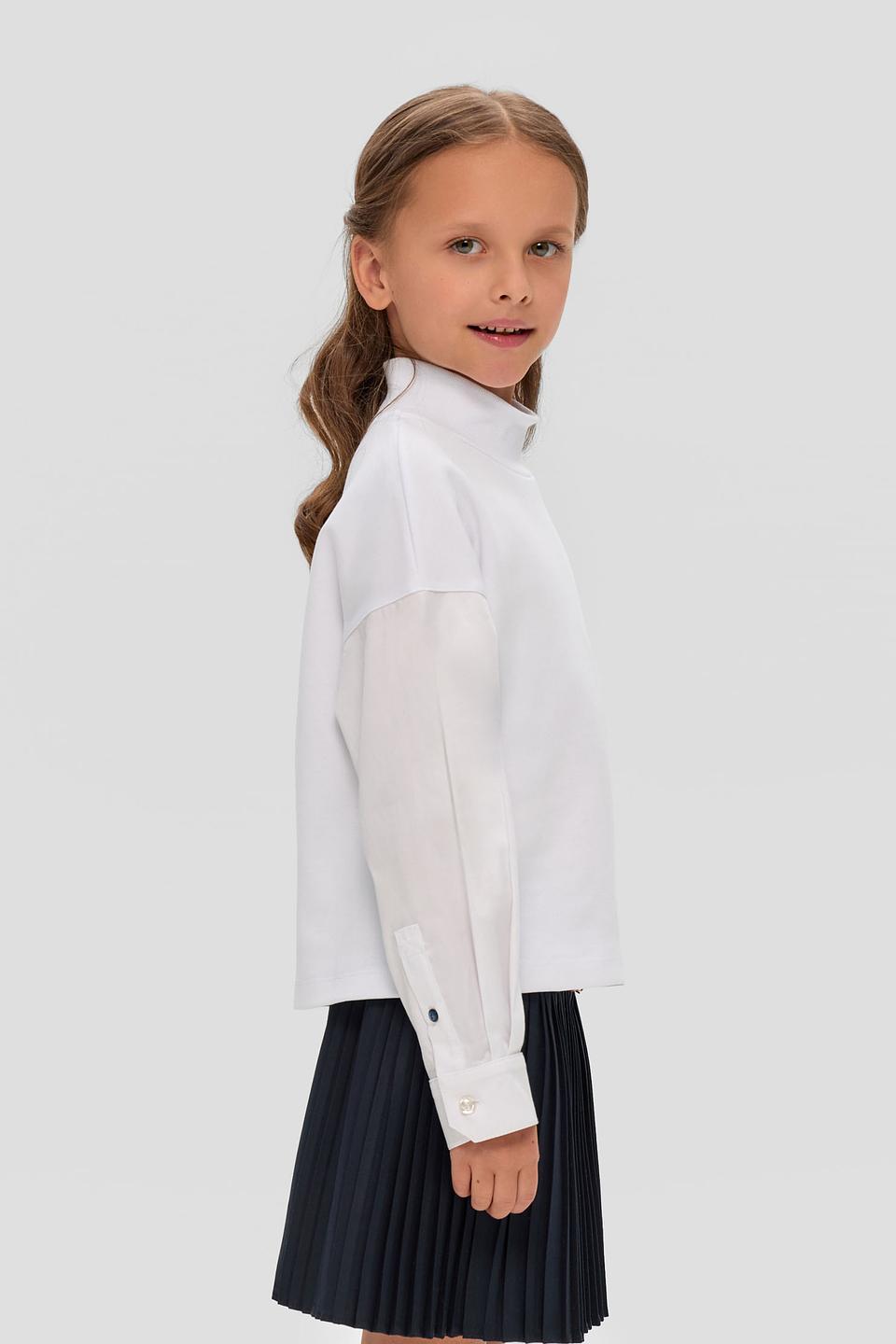 Джемпер Choupette белый с рукавами-рубашкой и декоративной деталью