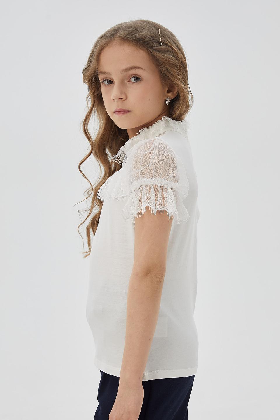 Блуза Choupette Белая с кружевом и объёмными рукавами
