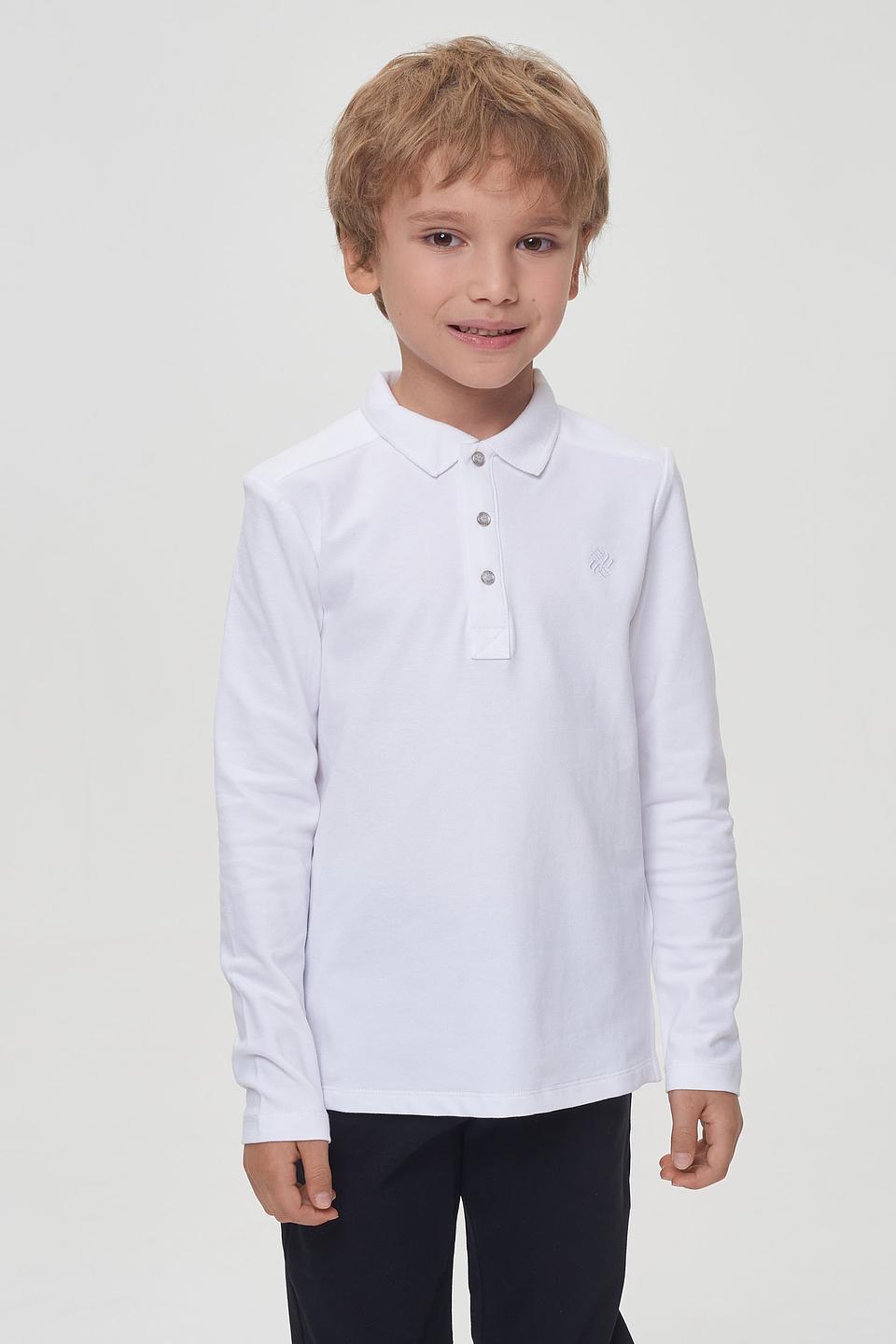Поло Choupette белое с длинным рукавом для мальчика