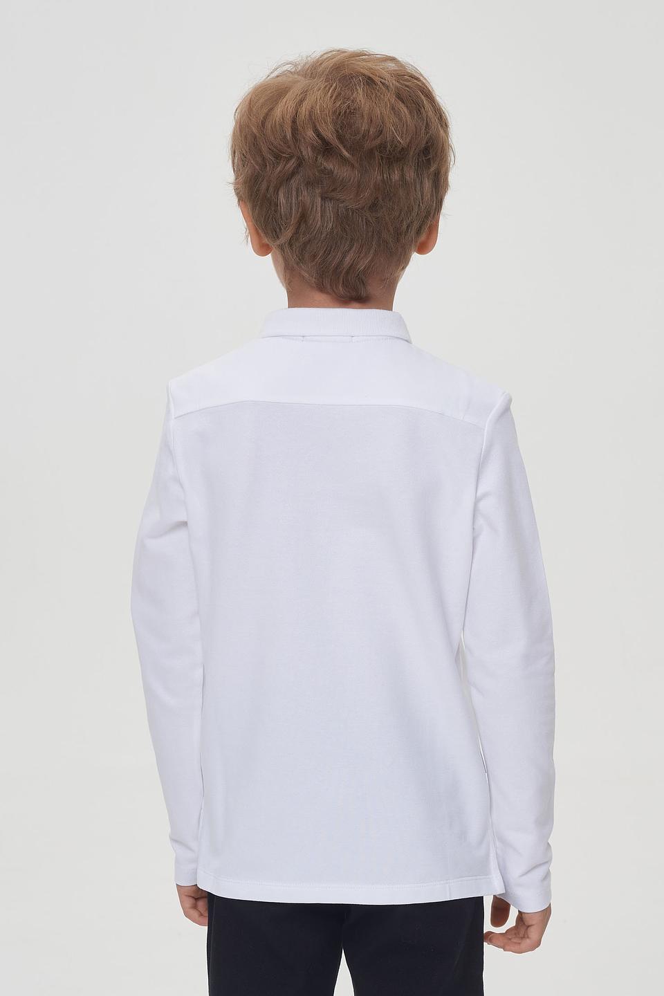 Поло Choupette белое с длинным рукавом для мальчика