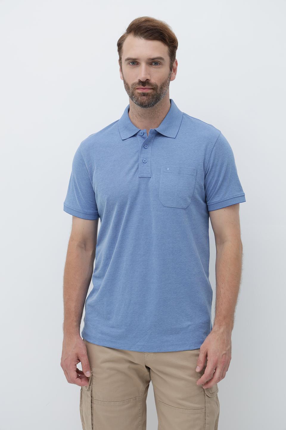 Поло Granchio голубое с карманом