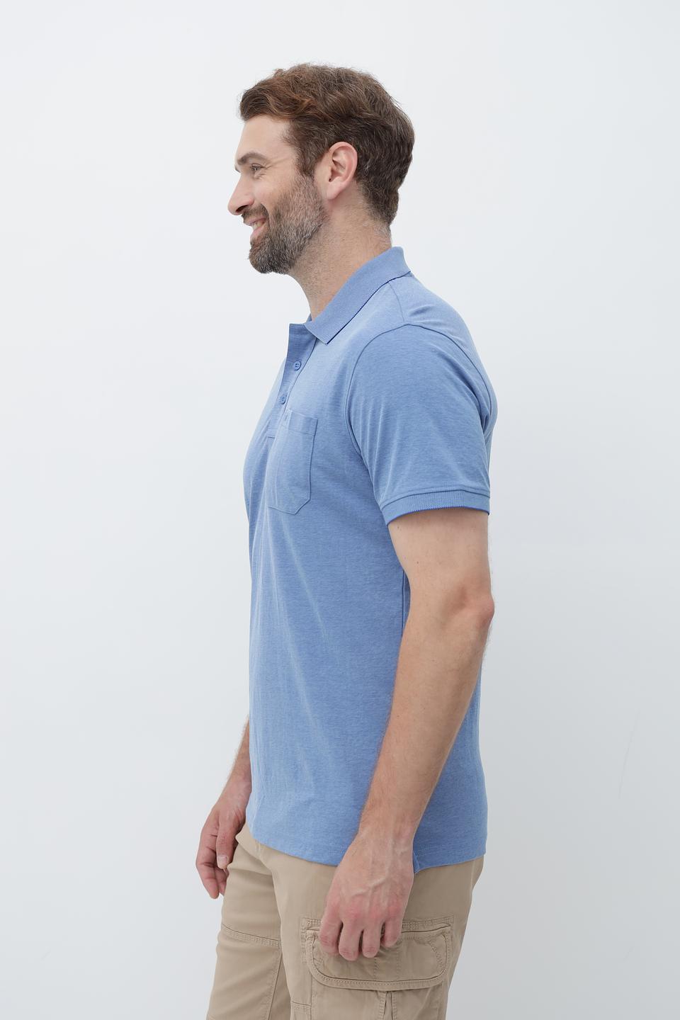 Поло Granchio голубое с карманом
