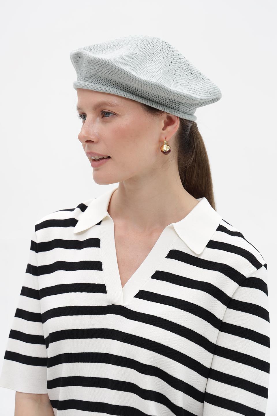 Берет Loevenich вязаный голубой