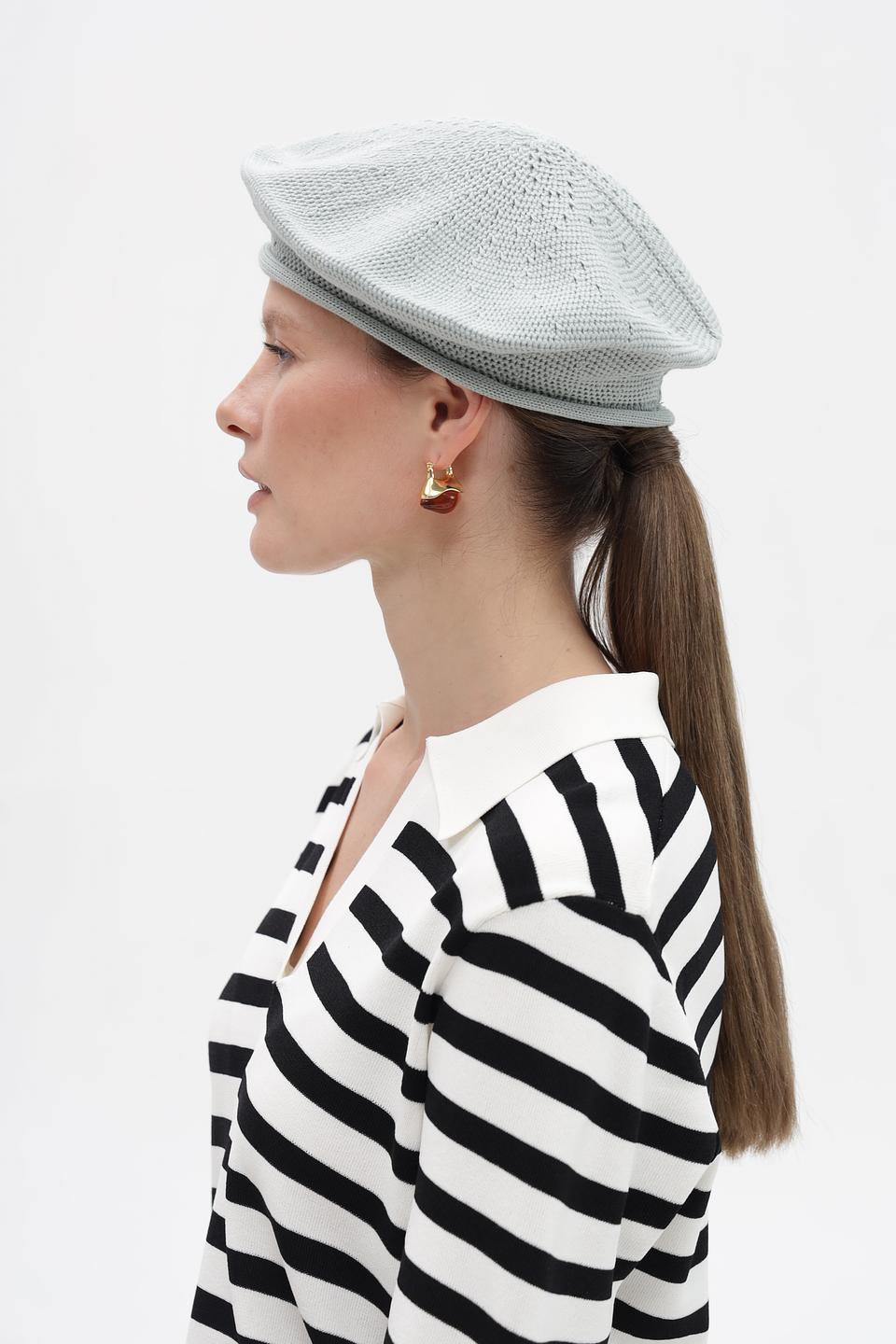 Берет Loevenich вязаный голубой