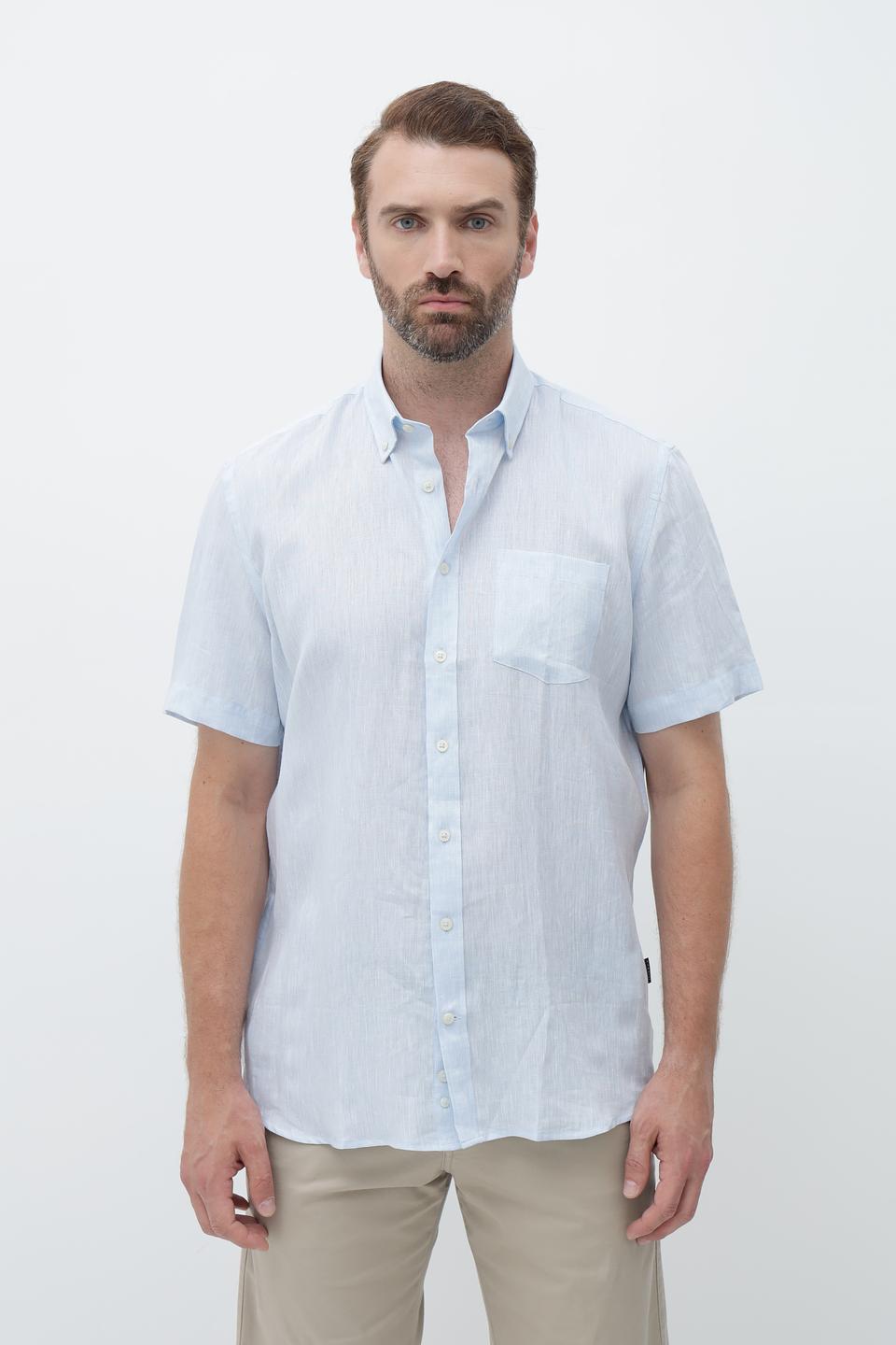 Рубашка кр-рукав Bugatti голубая