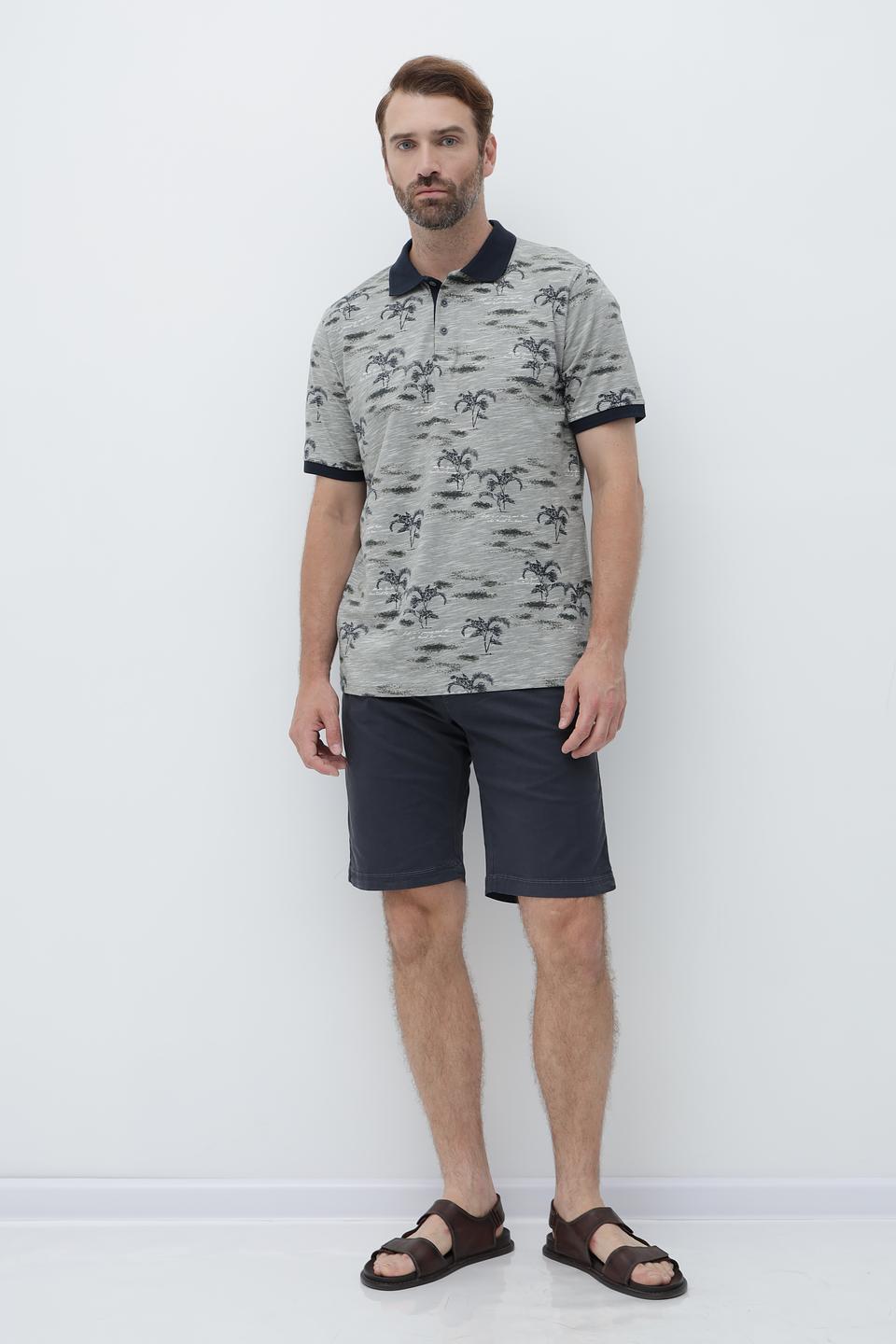 Поло Casa Moda с принтом пальм серый