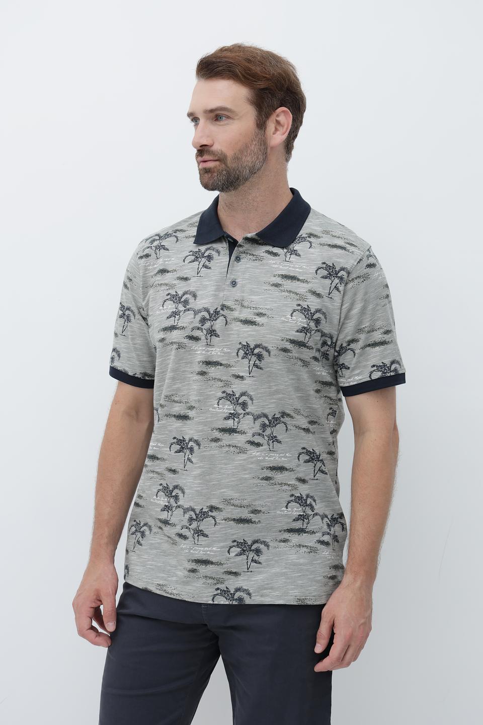 Поло Casa Moda с принтом пальм серый