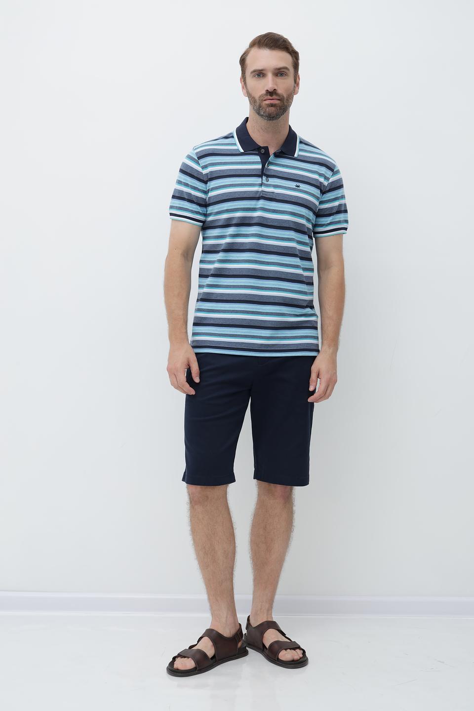 Поло Granchio в полоску синий