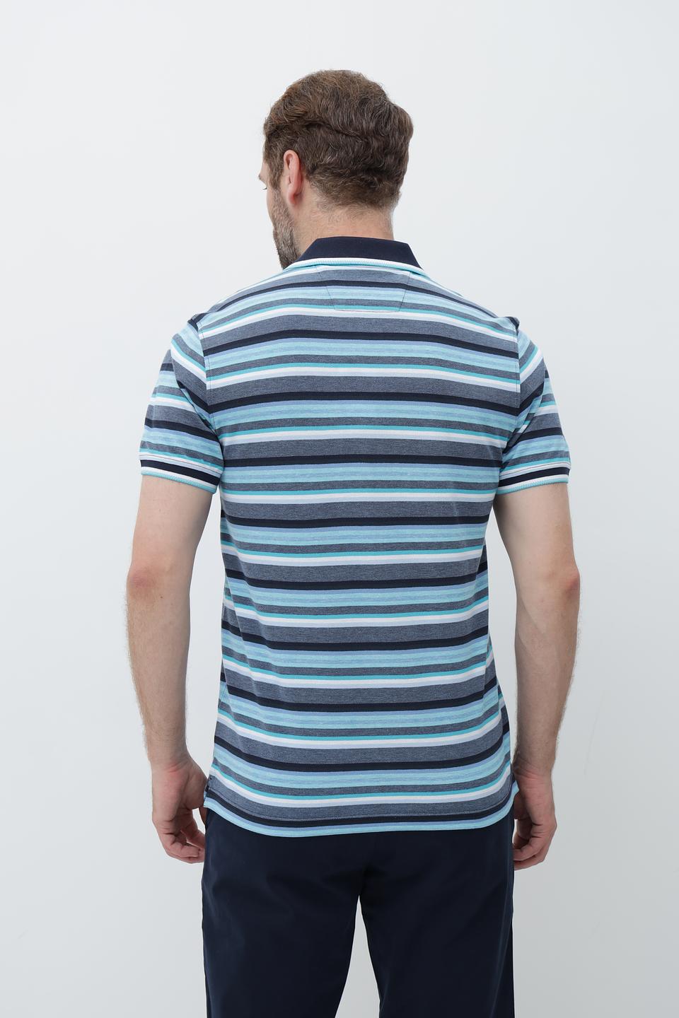 Поло Granchio в полоску синий