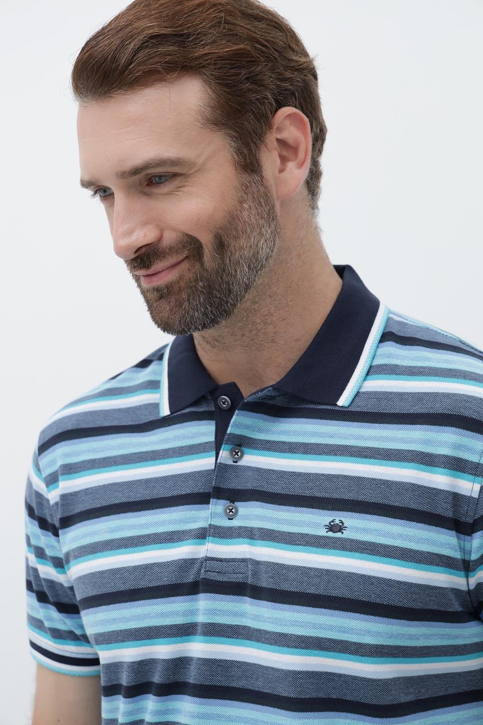 Поло Granchio в полоску синий