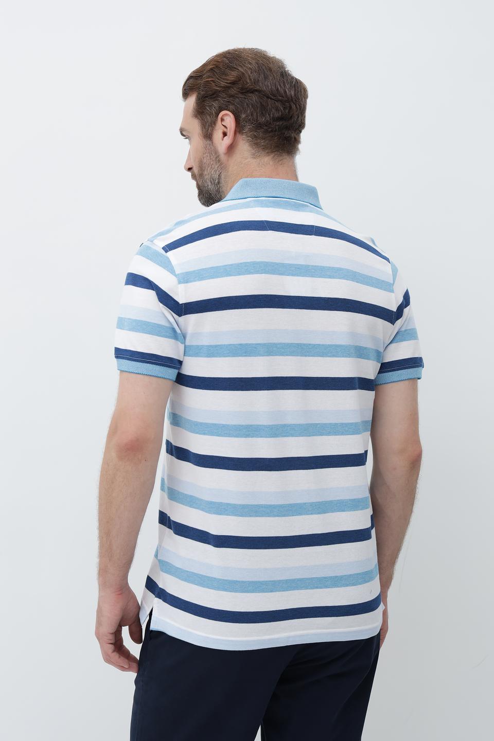 Поло Granchio в полоску голубой