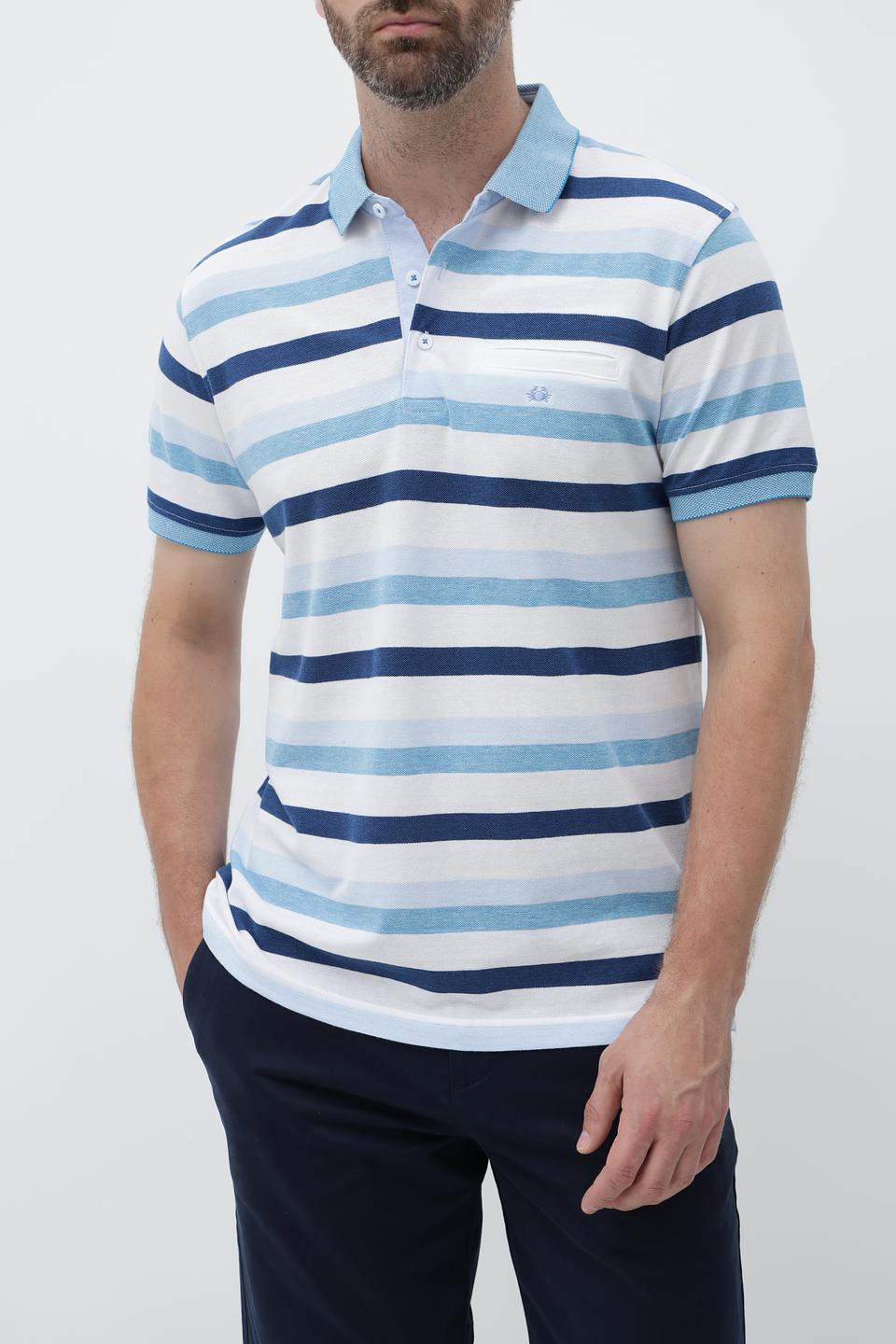 Поло Granchio в полоску голубой