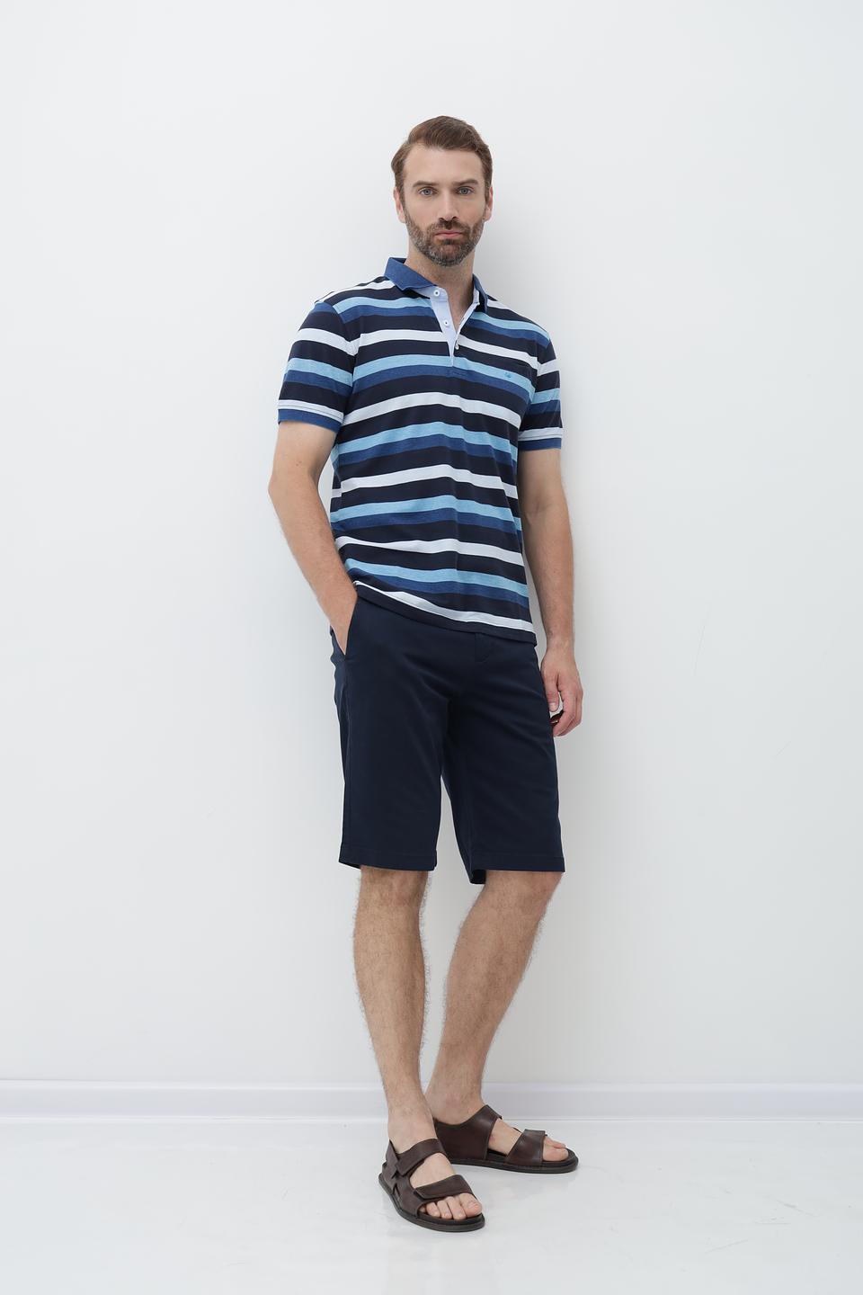 Поло Granchio в полоску синий