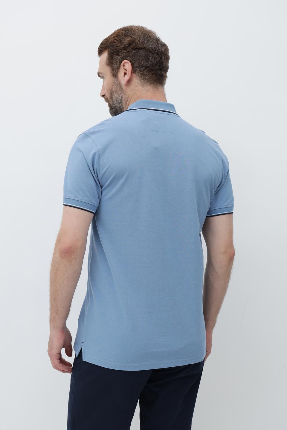 Поло Granchio голубое с карманом
