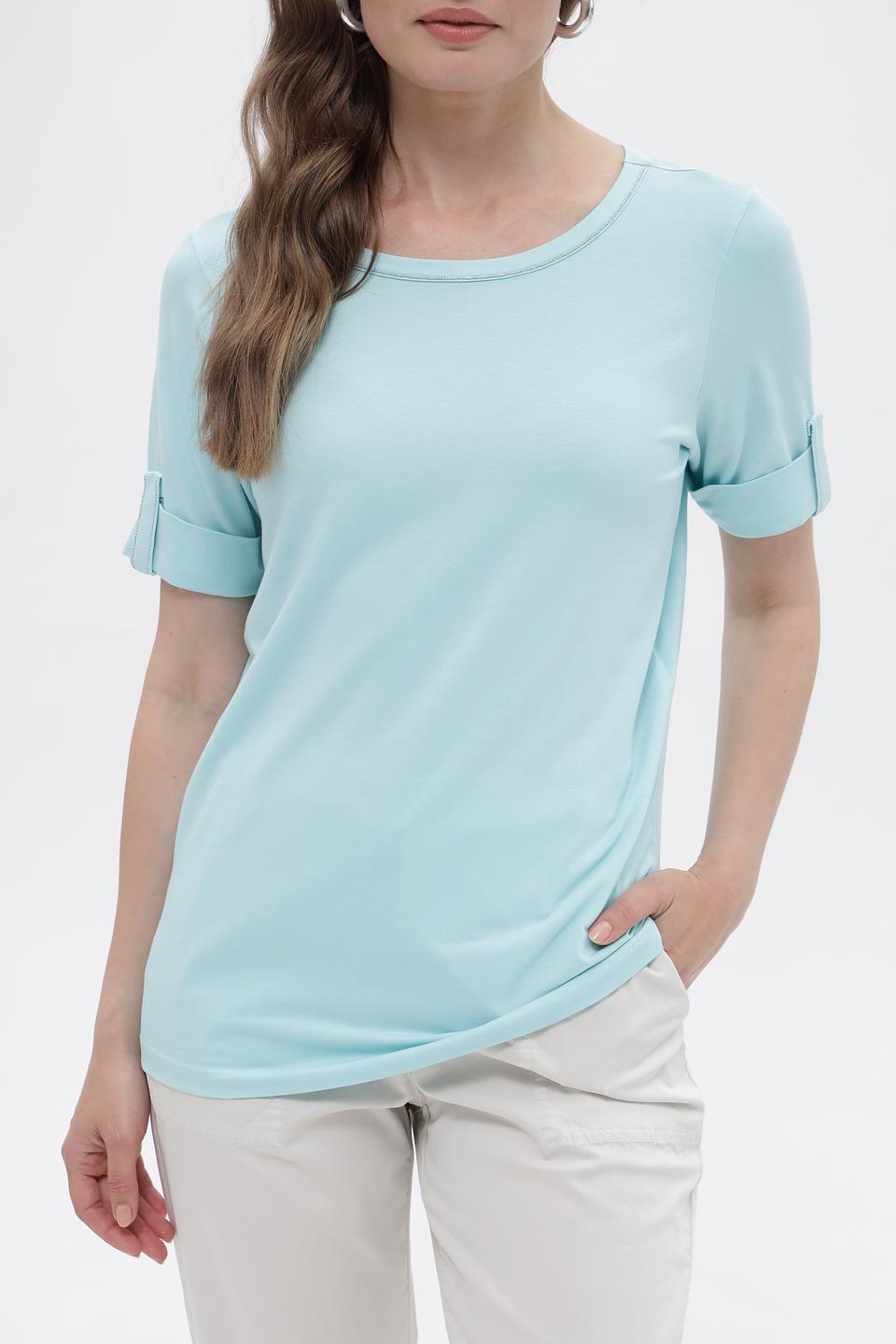 Футболка Bianca с рукавами-манжетами голубая