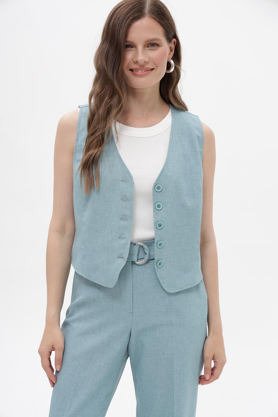 Жилет Bianca голубой с пуговицами