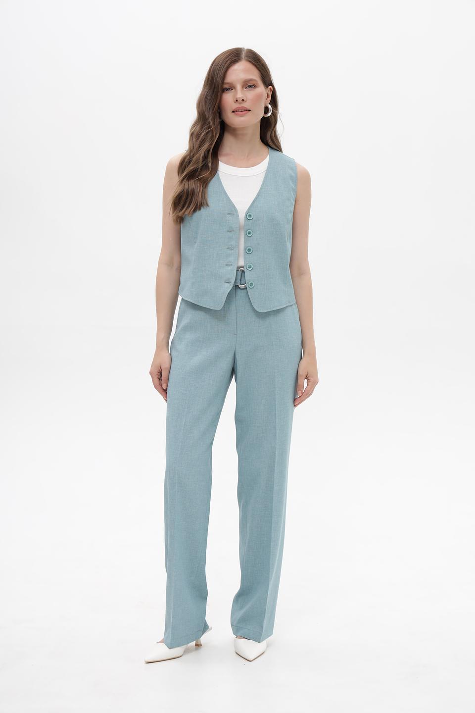 Жилет Bianca голубой с пуговицами