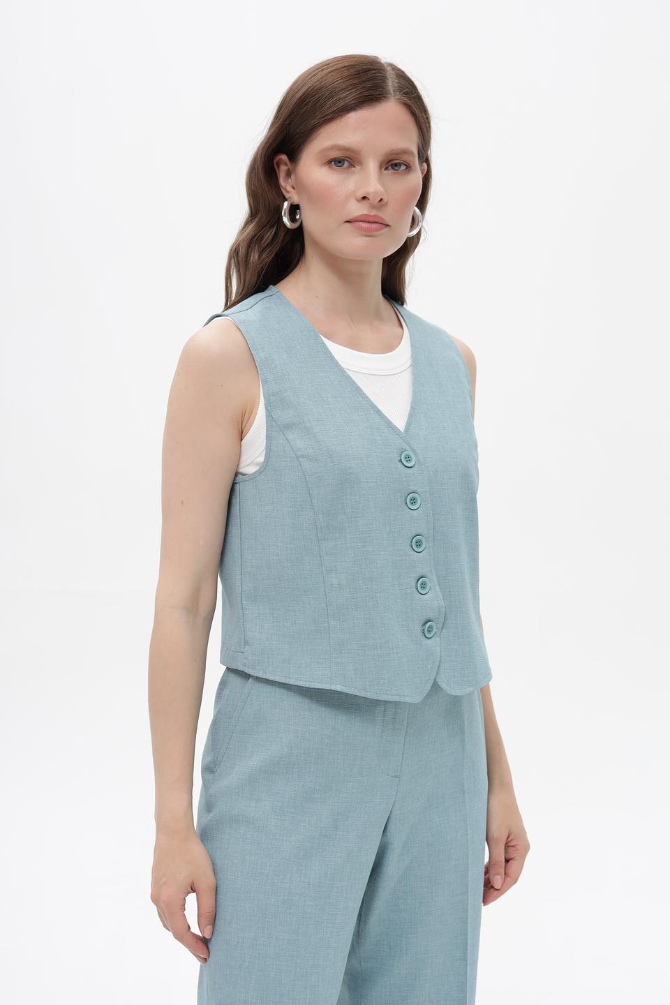 Жилет Bianca голубой с пуговицами