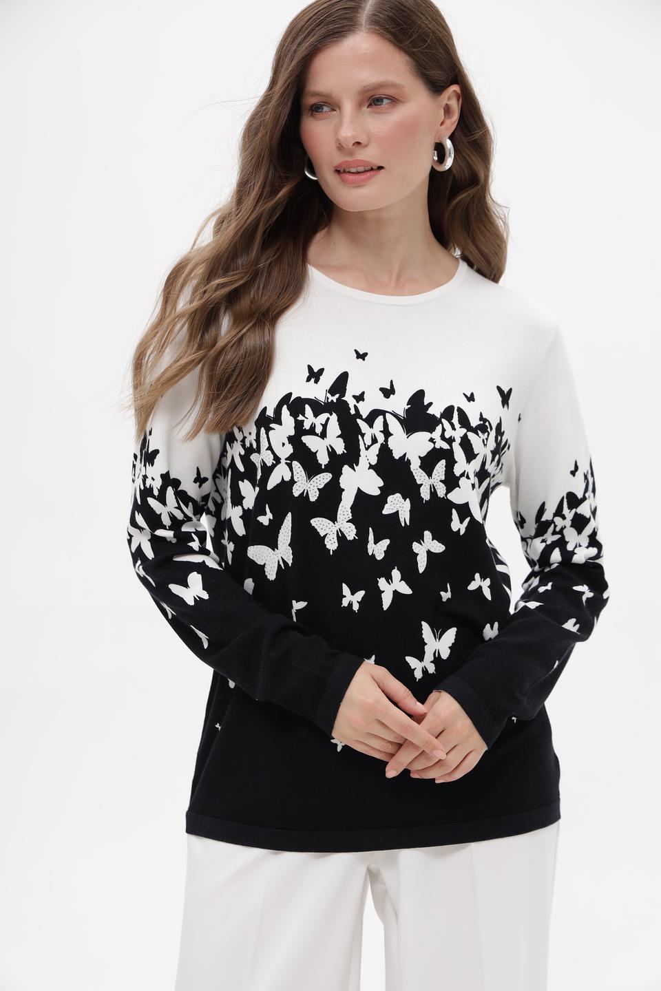 Пуловер Just Valeri с бабочками чёрный