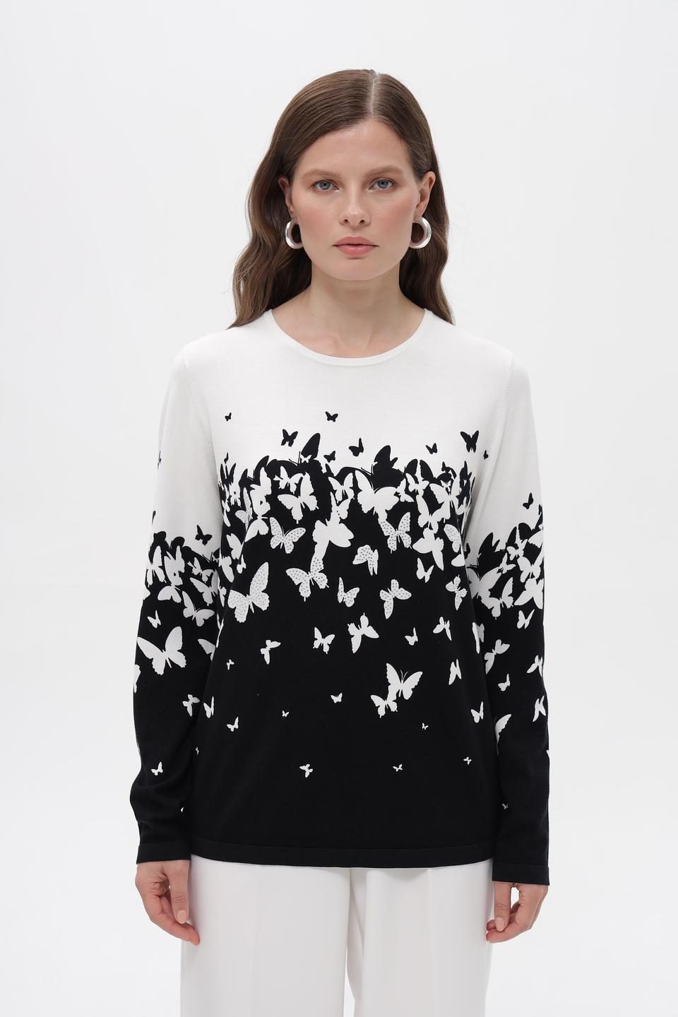Пуловер Just Valeri с бабочками чёрный