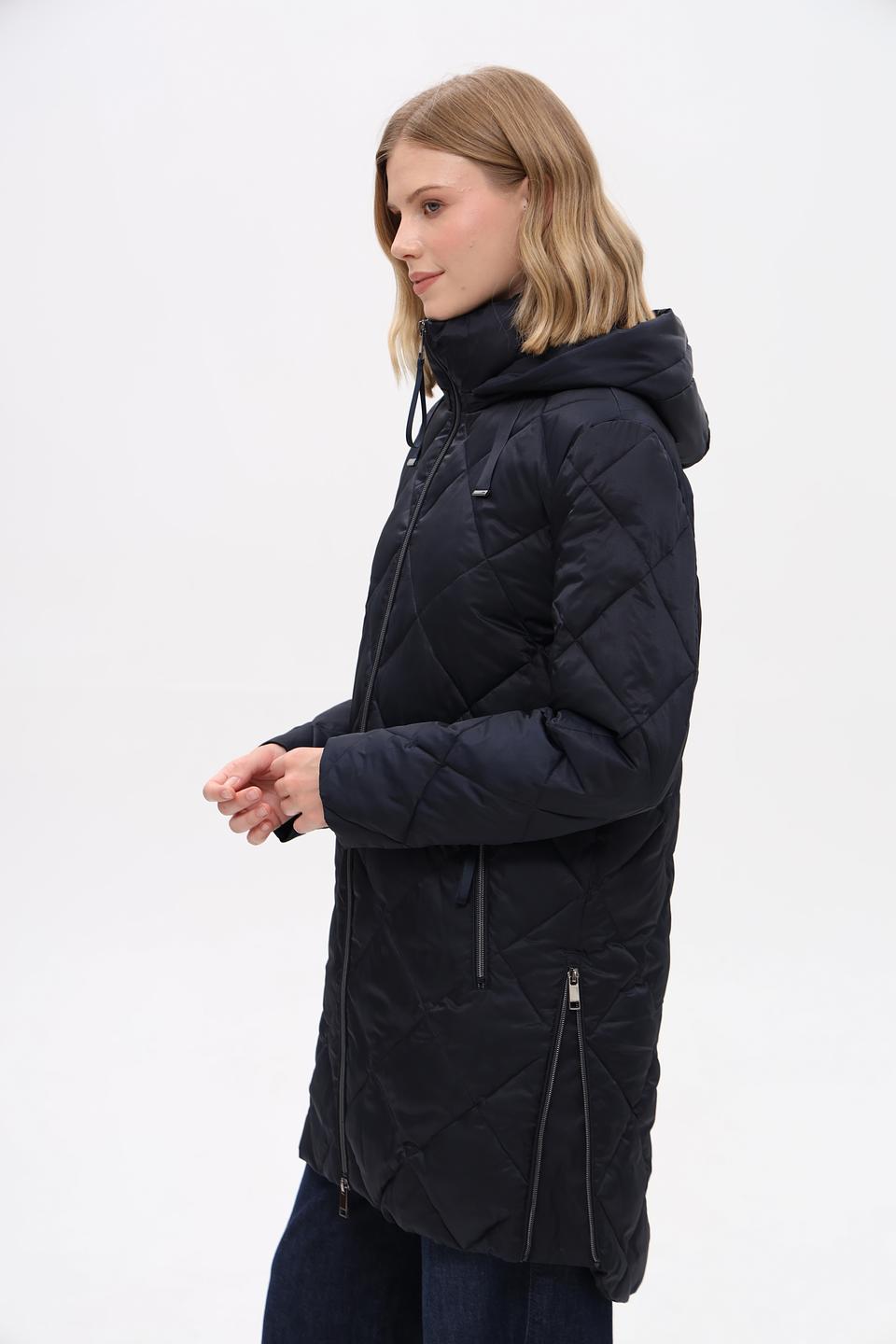 Пальто стеганое Pezzo темно-синее