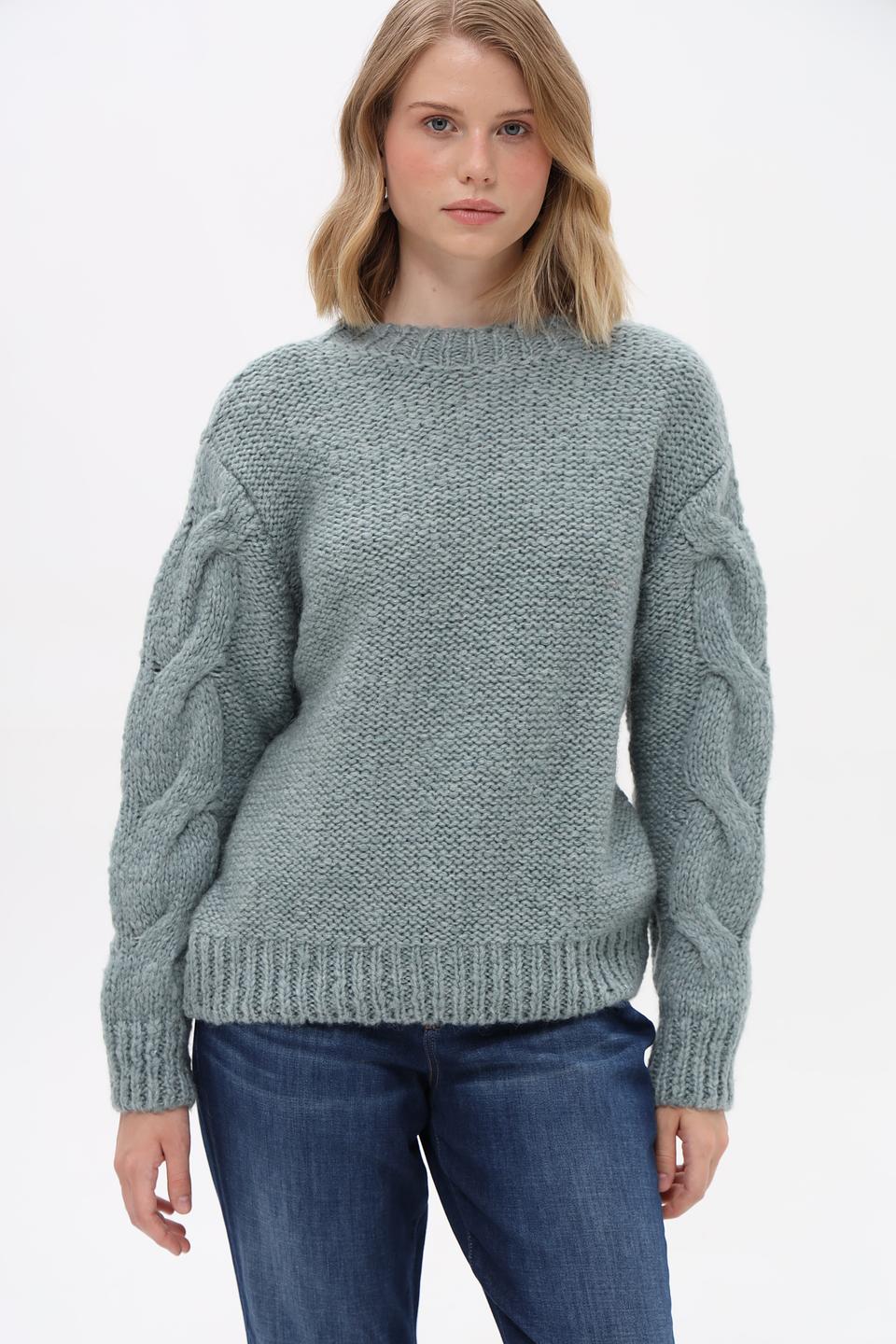 Пуловер Marhatter с косами серо-голубой